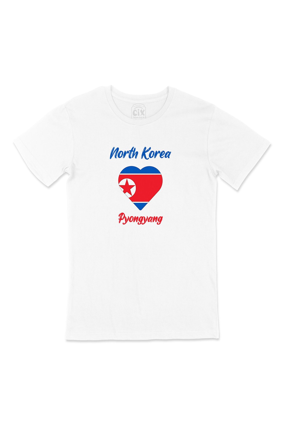 Pyongyang Kuzey Kore Bayraklı Kalpli Tişört