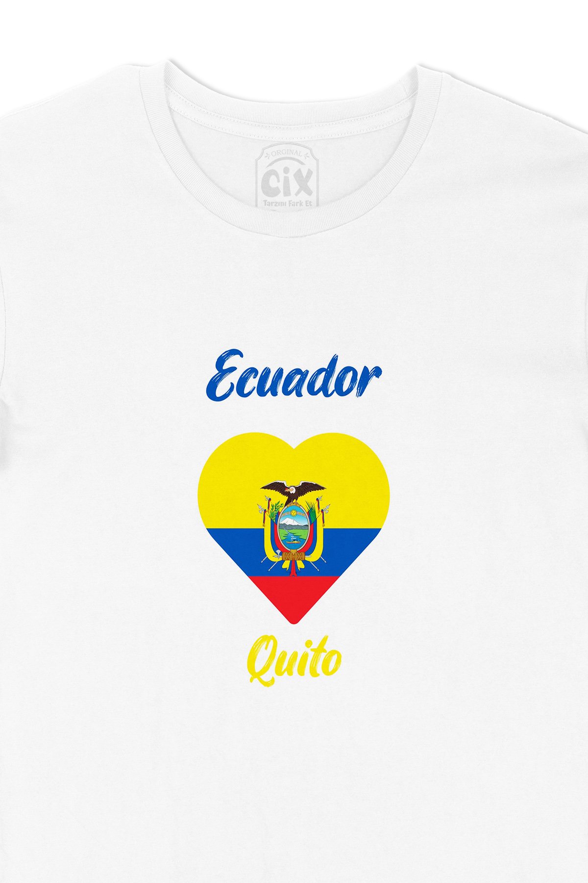 Quito Ekvator Bayraklı Kalpli Tişört