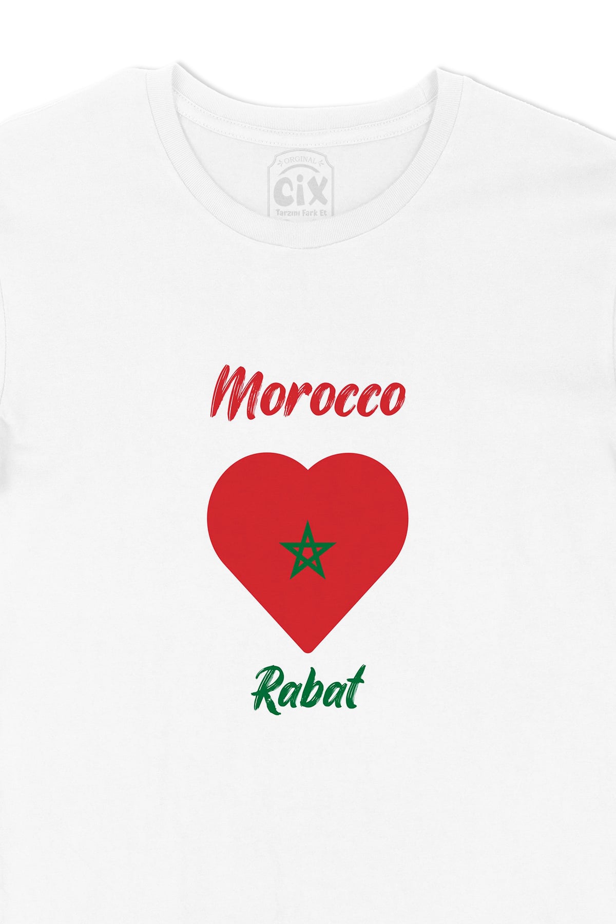 Rabat Fas Bayraklı Kalpli Tişört