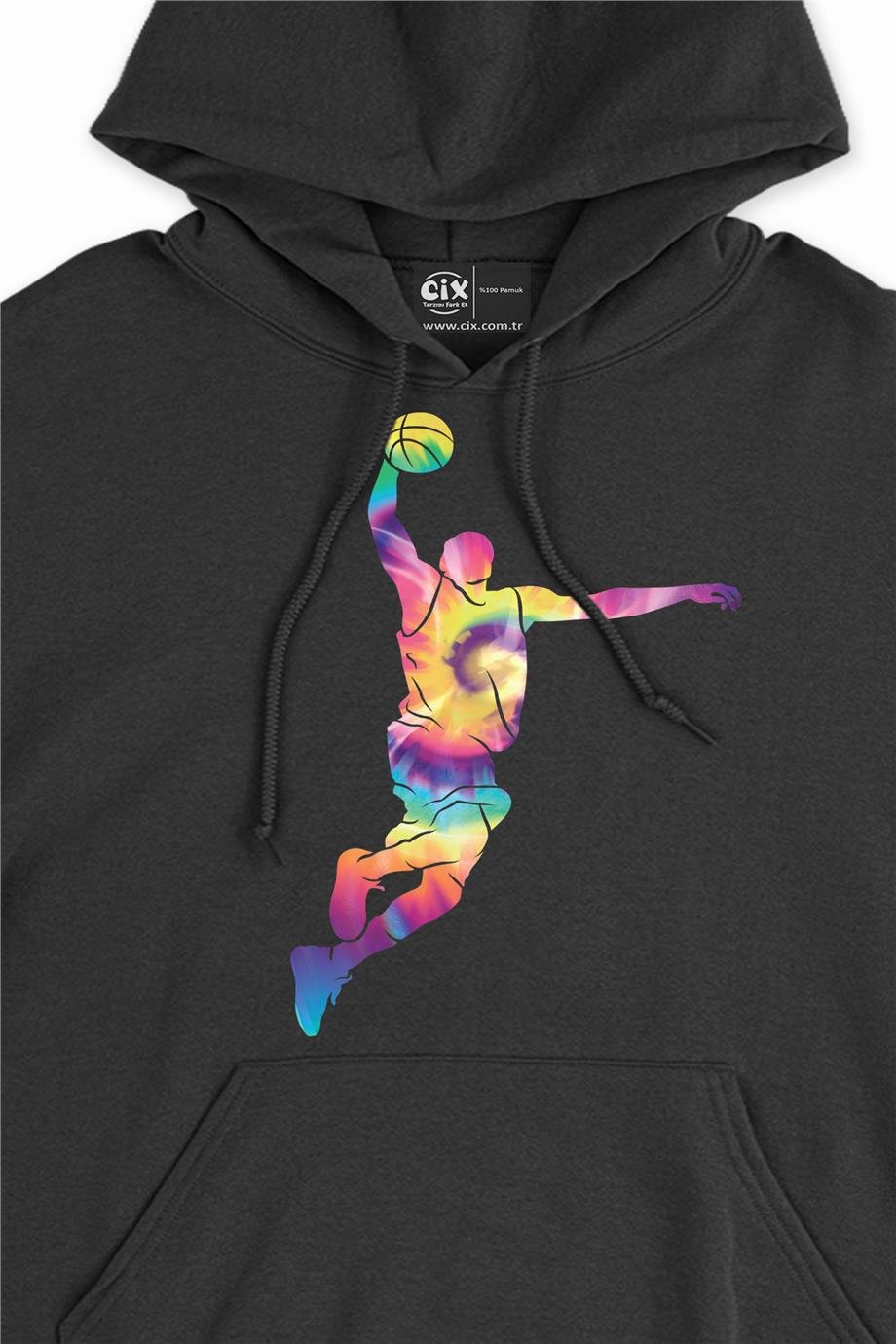 Renkli Basketbolcu Kapşonlu Sweatshirt Hoodie Renkli Basketbolcu Kapşonlu Sweatshirt Hoodie - Ücretsiz Kargo