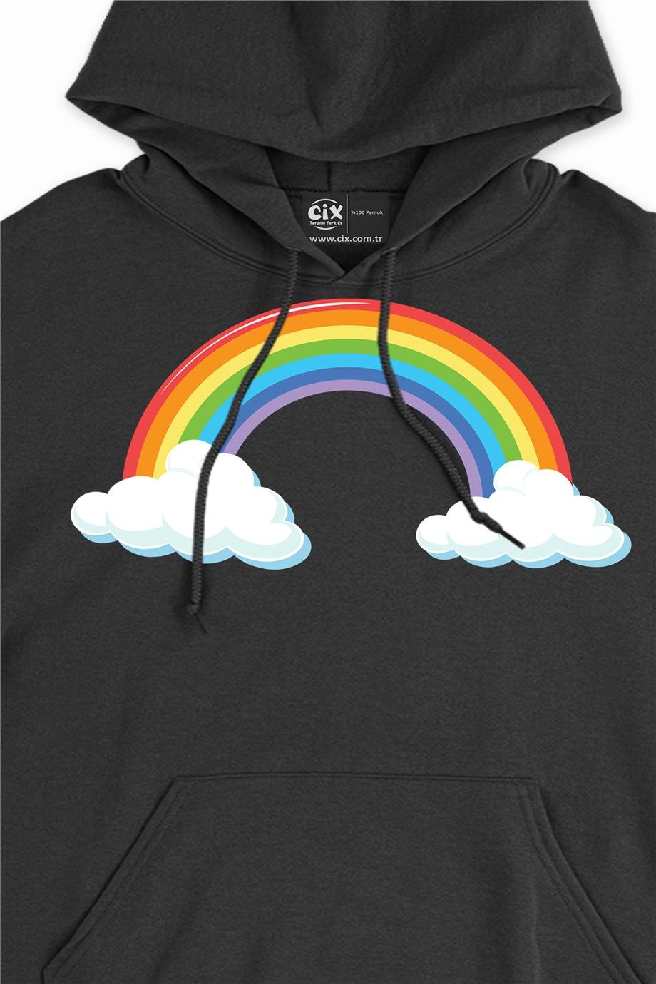 Renkli Gökkuşağı Kapşonlu Sweatshirt Hoodie Renkli Gökkuşağı Kapşonlu Sweatshirt Hoodie - Ücretsiz Kargo