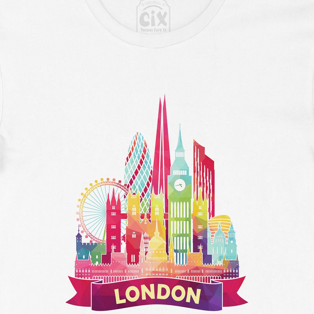 Renkli Londra İllüstrasyon Tişört