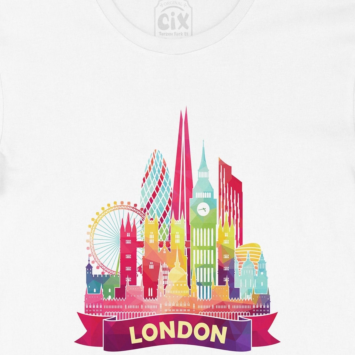 Renkli Londra İllüstrasyon Tişört