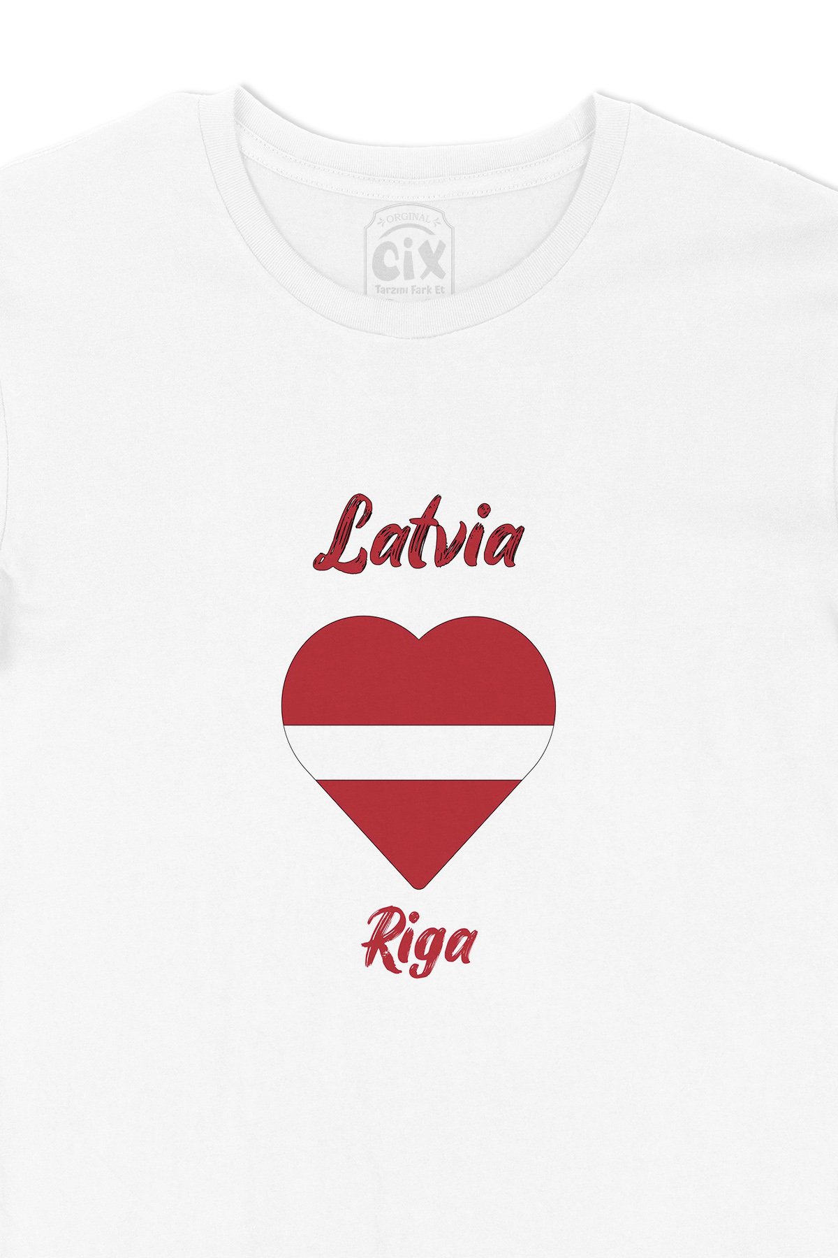 Riga Letonya Bayraklı Kalpli Tişört