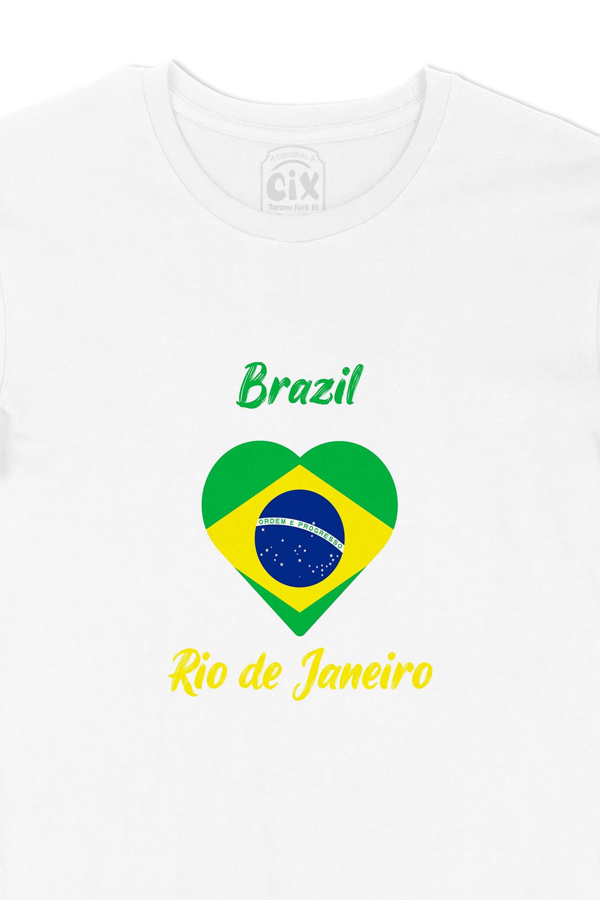Rio De Janerio Brezilya Bayraklı Kalpli Tişört