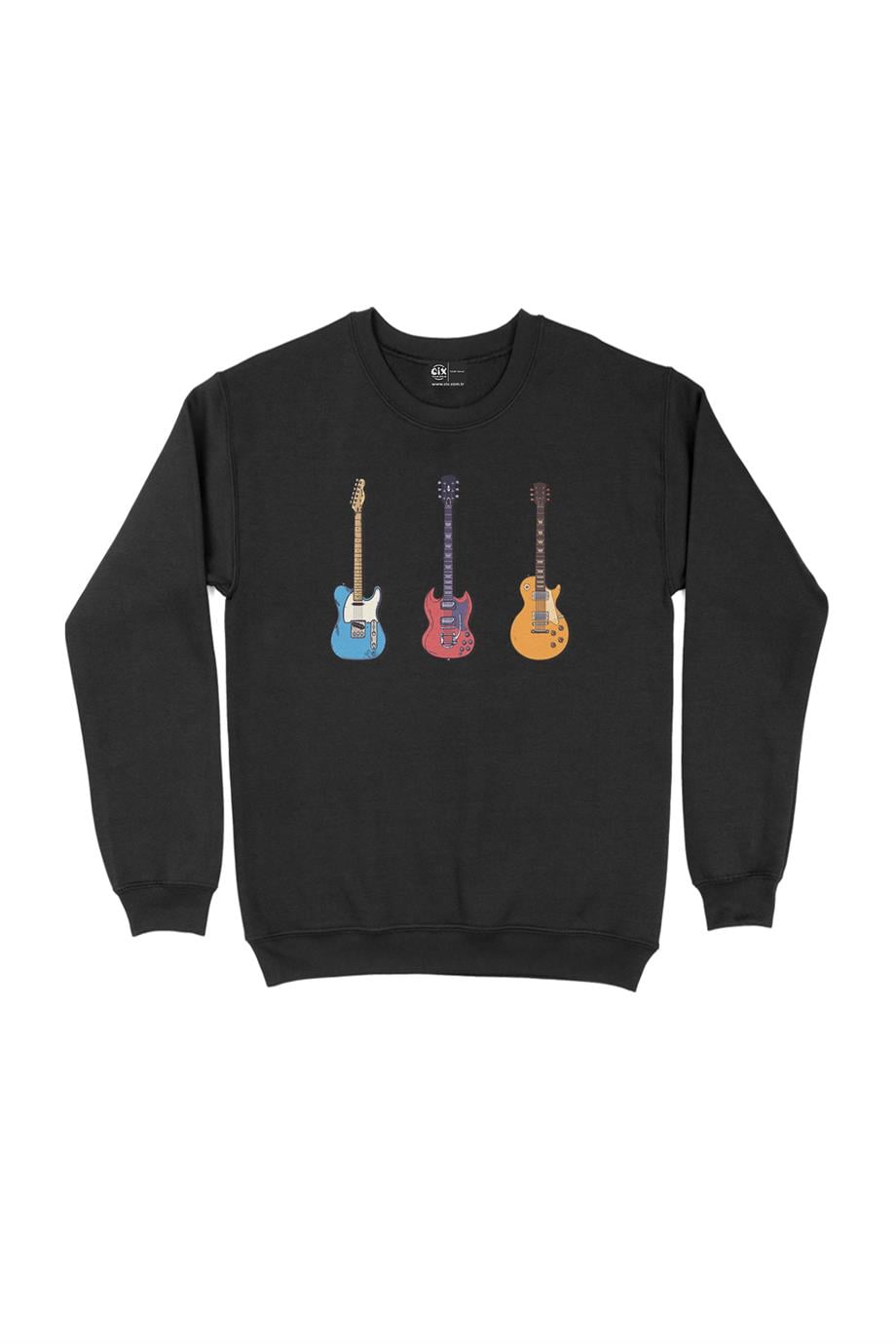 Rock Gitar Tasarımlı Sweatshirt Rock Gitar Tasarımlı Sweatshirt - Ücretsiz Kargo