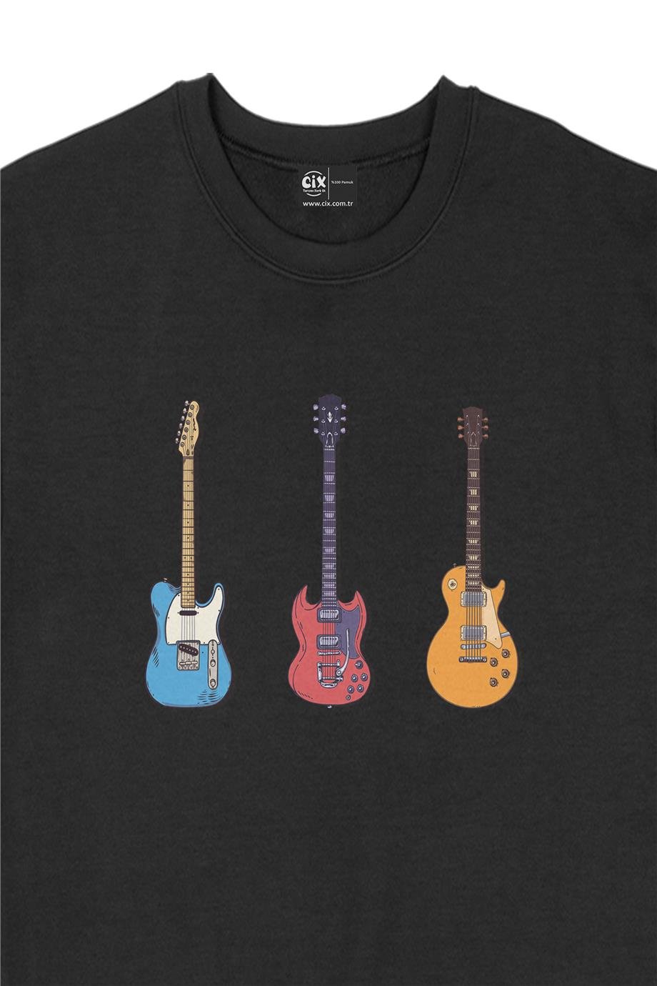 Rock Gitar Tasarımlı Sweatshirt Rock Gitar Tasarımlı Sweatshirt - Ücretsiz Kargo
