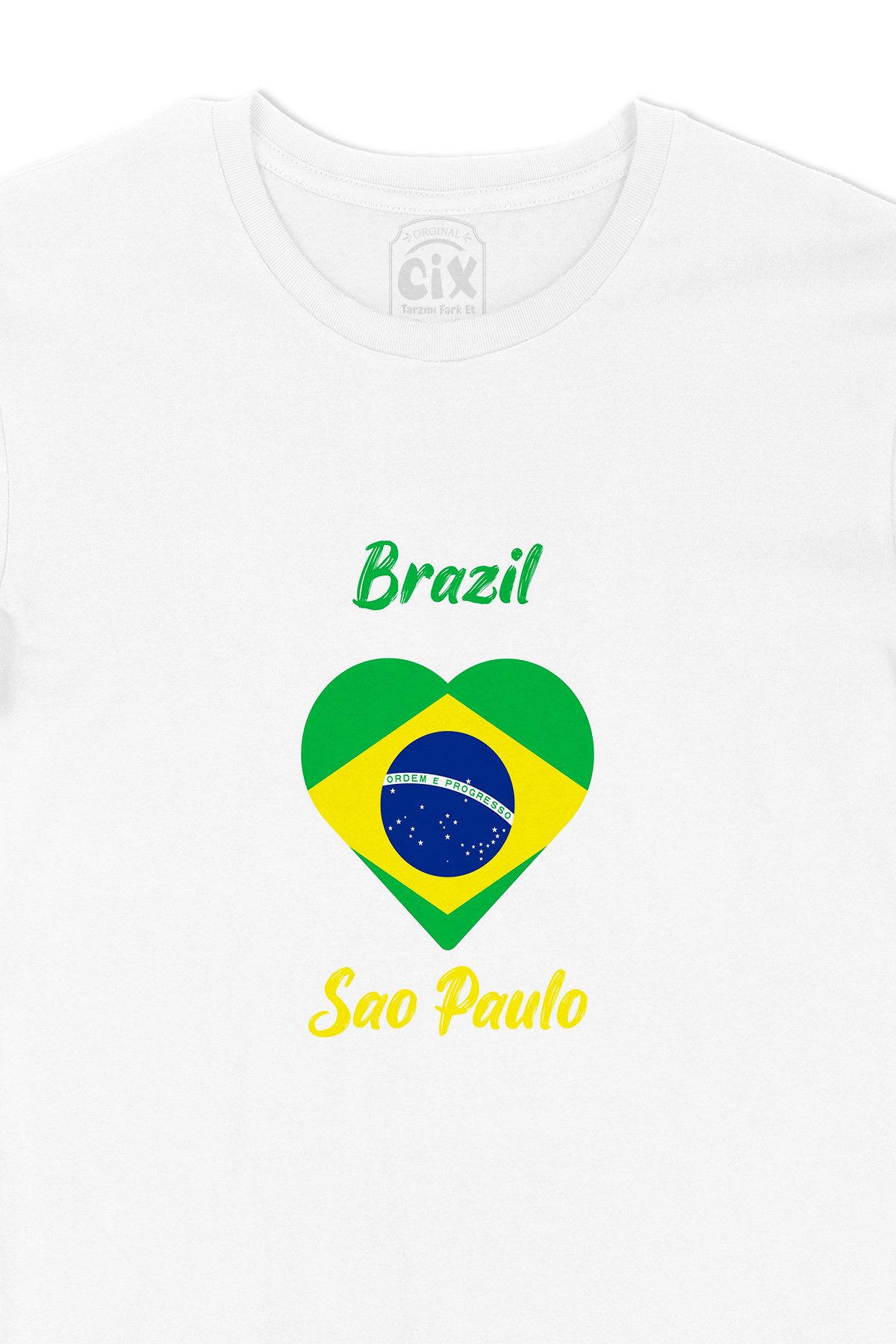 Sao Paulo Brezilya Bayraklı Kalpli Tişört
