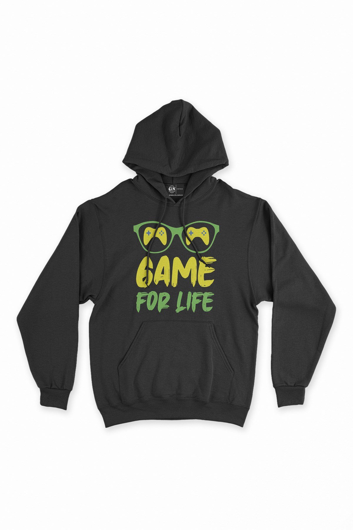 Sarı Game For Life Siyah Kapşonlu Sweatshirt Hoodie