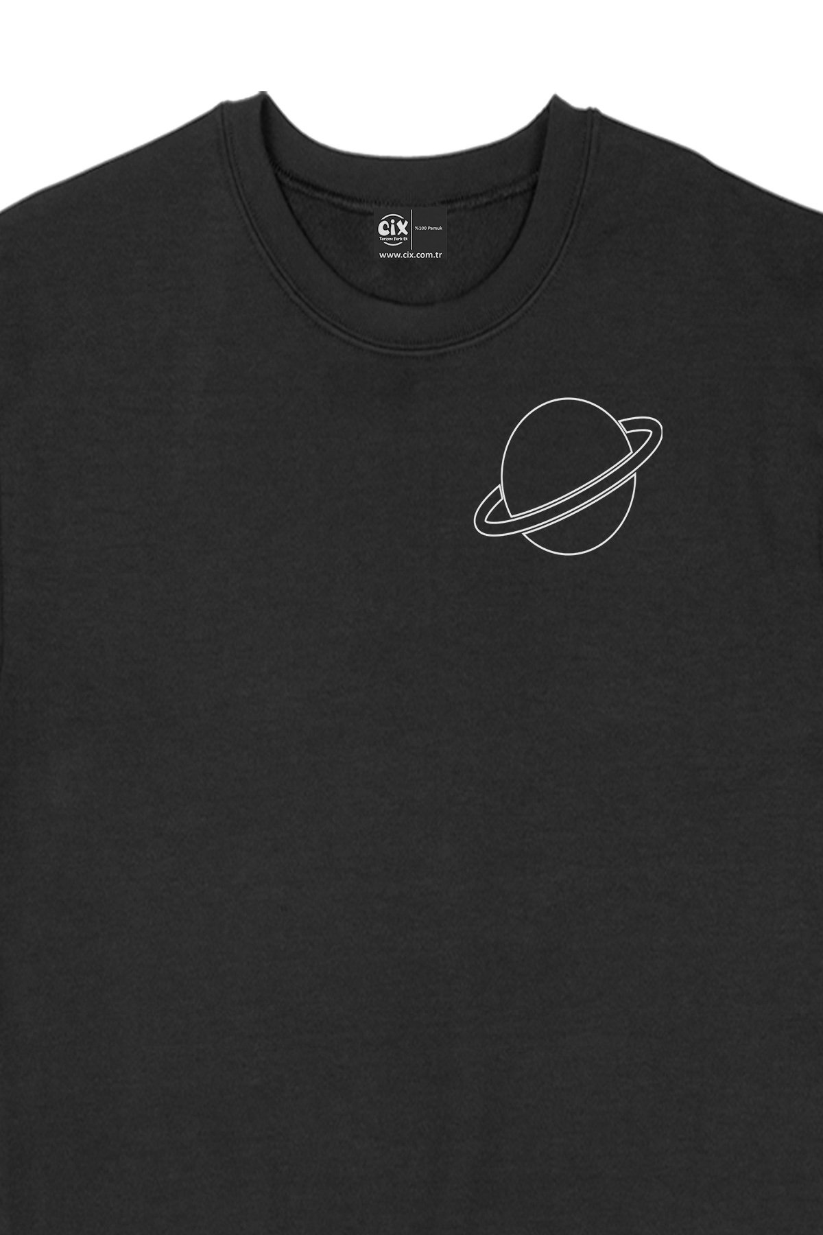 Saturn Cep Logolu Siyah Sweatshirt