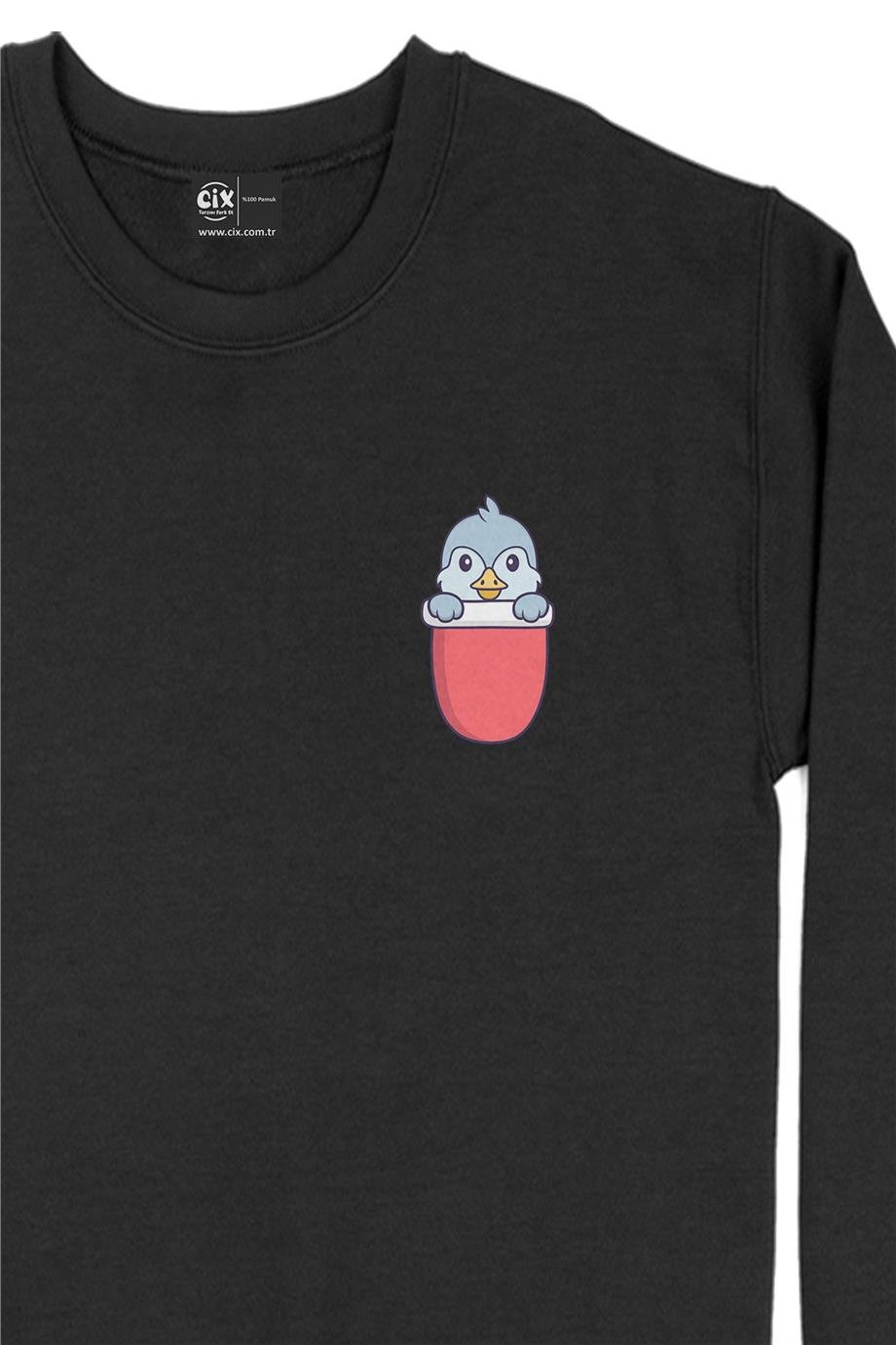 Sevimli Penguen Cep Tasarım Baskılı Sweatshirt Sevimli Penguen Cep Tasarım Baskılı Sweatshirt - Ücretsiz Kargo
