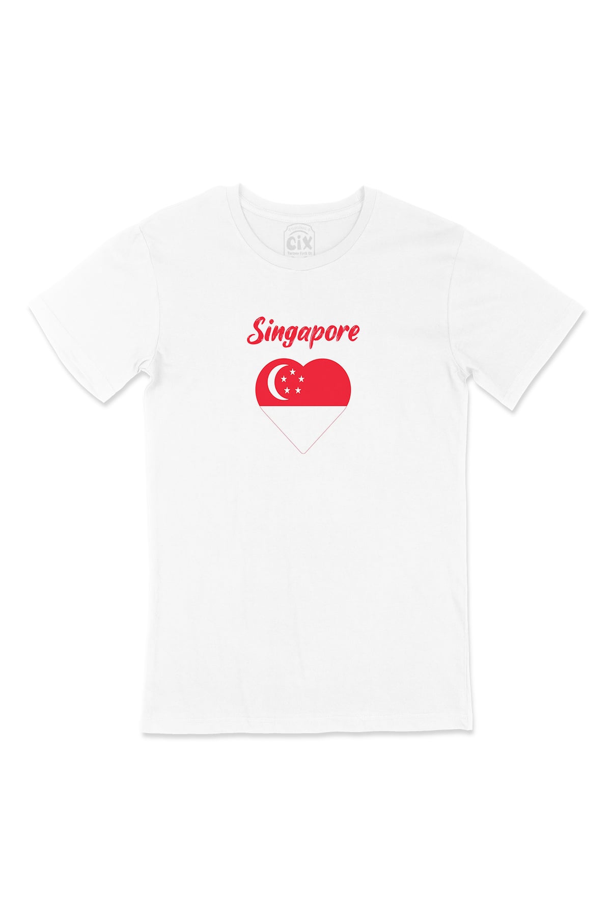 Singapur Bayraklı Kalpli Tişört