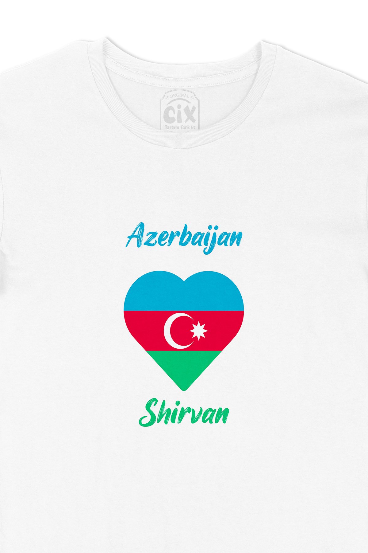 Şirvan Azerbaycan Bayraklı Kalpli Tişört
