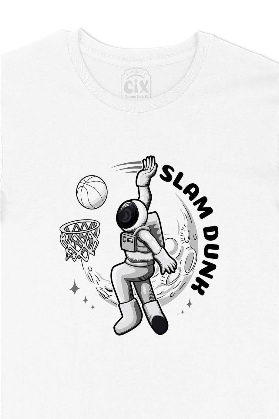 Slam Dunk Astronot Beyaz Tişört