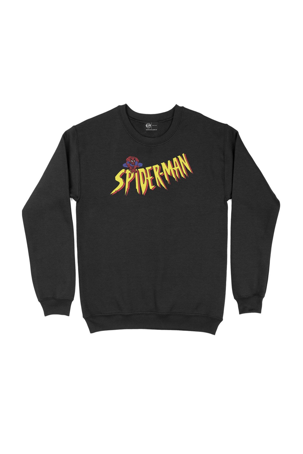 Spiderman Logolu Siyah Sweatshirt