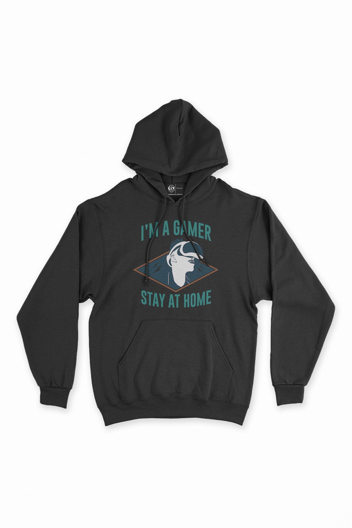 Stay At Home Siyah Kapşonlu Sweatshirt Hoodie