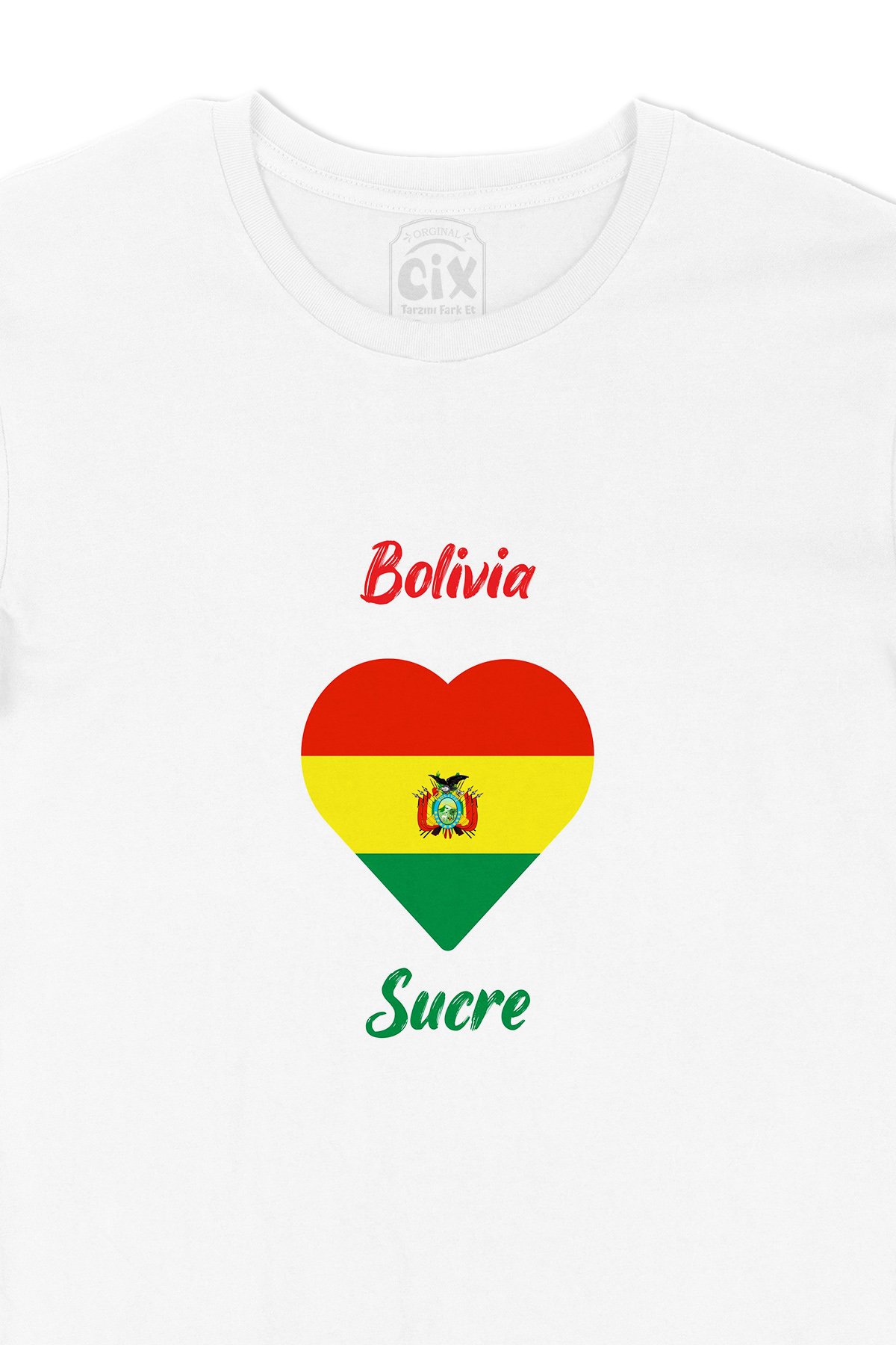 Sucre Bolivya Bayraklı Kalpli Tişört