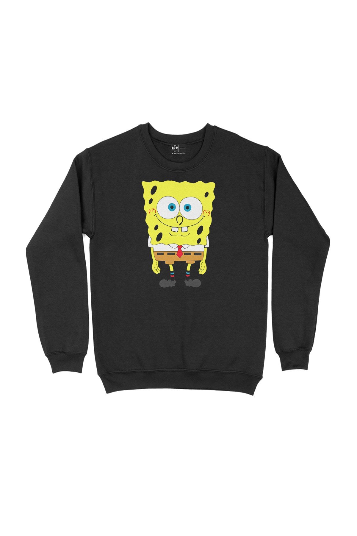 Sünger Bob Tasarımlı Siyah Sweatshirt