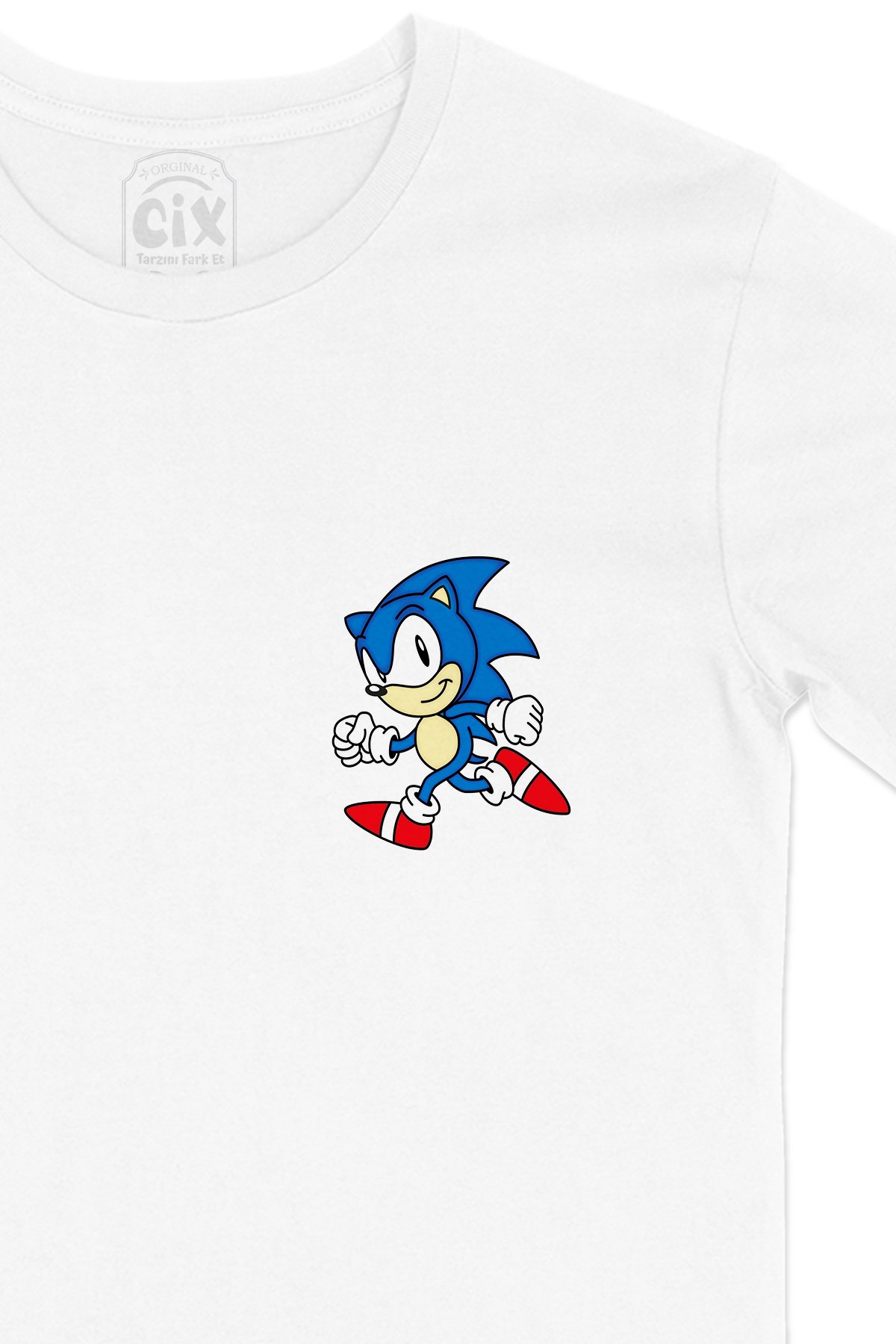 Super Sonic Cep Logo Tasarımlı Beyaz Tişört