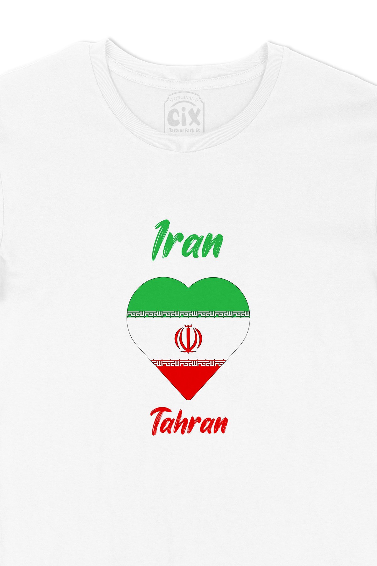 Tahran İran Bayraklı Kalpli Tişört