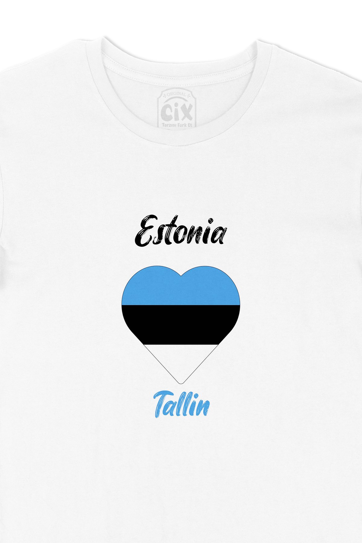 Talin Estonya Bayraklı Kalpli Tişört