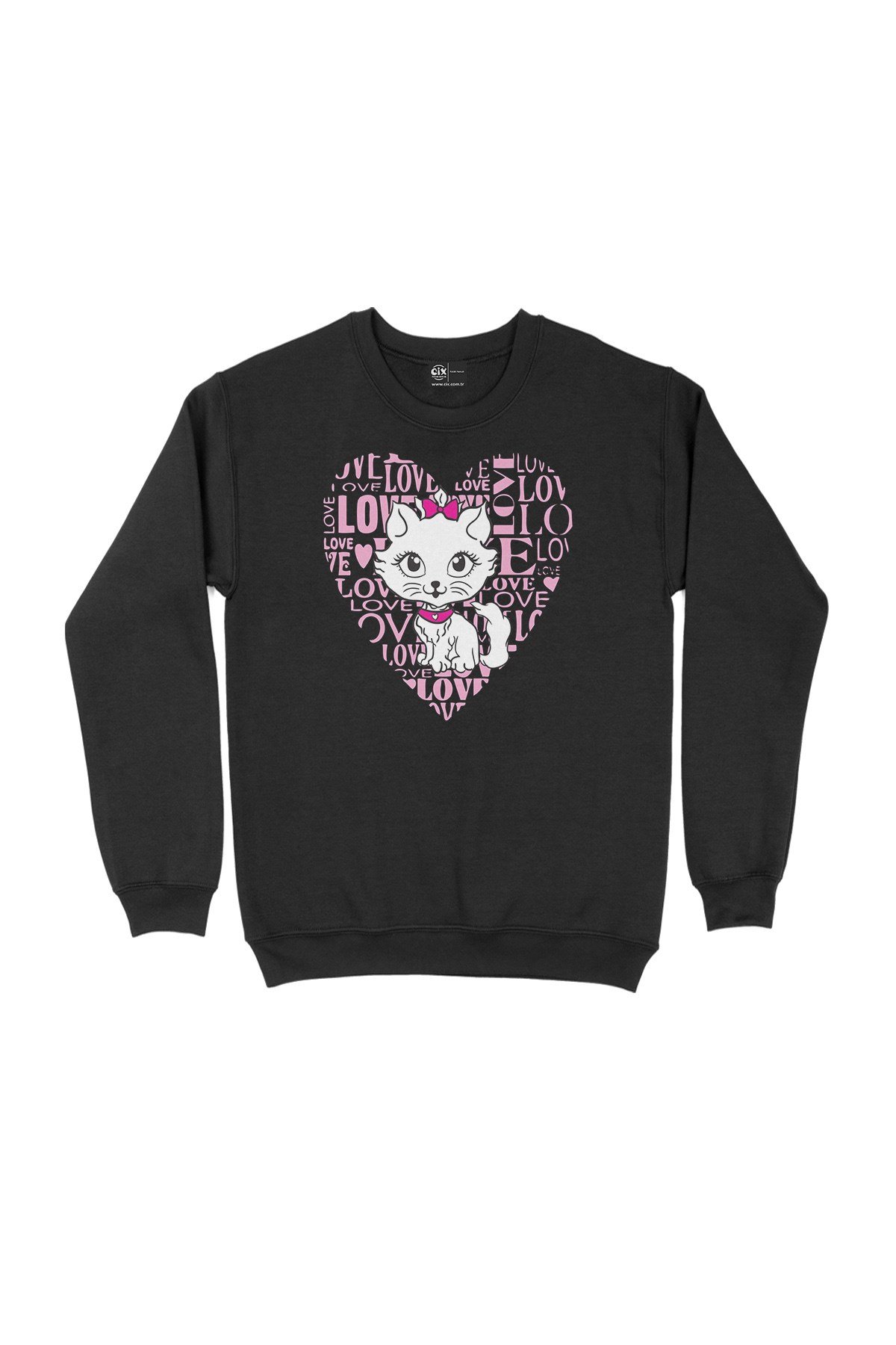 Tatlı Kedicik Siyah Sweatshirt