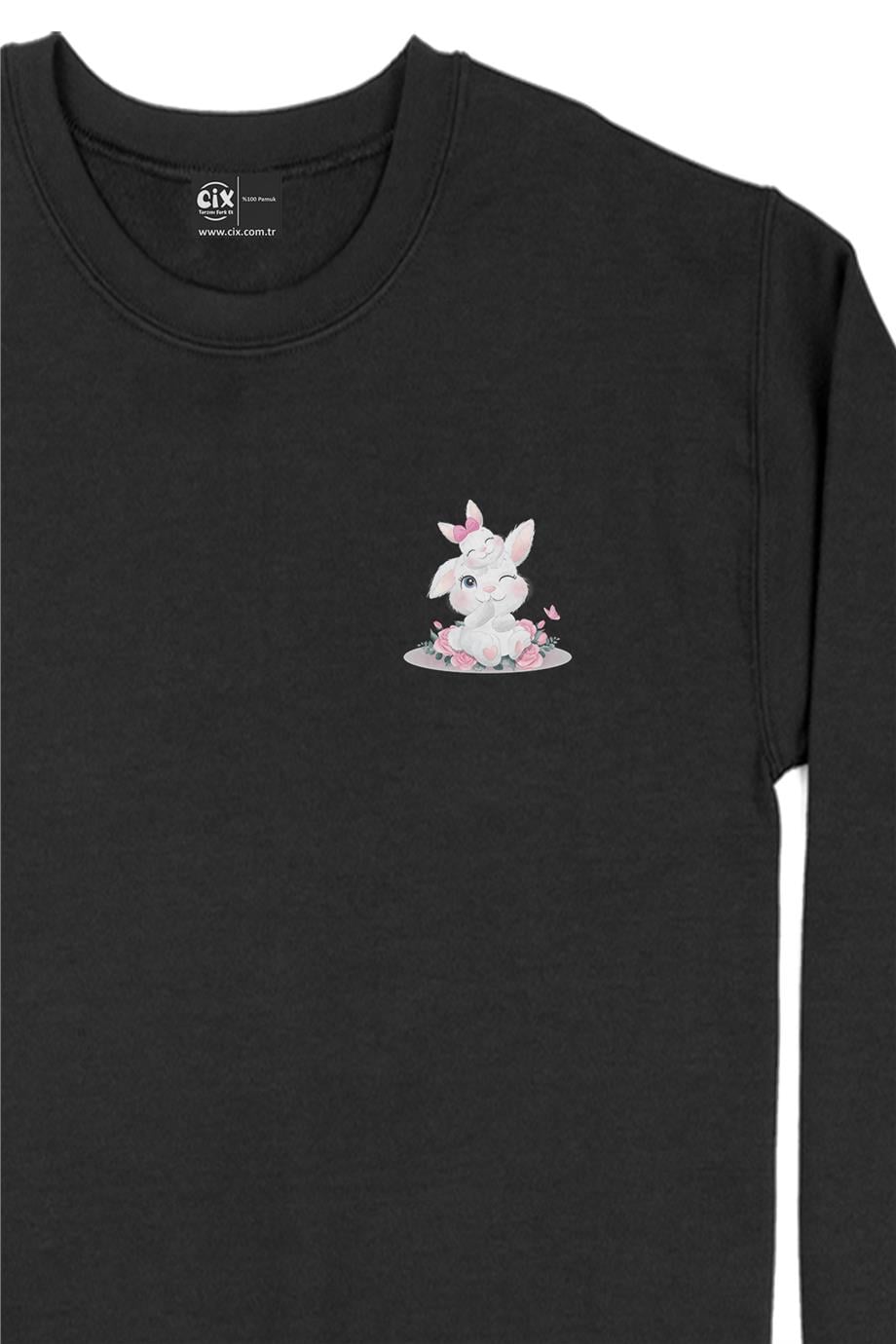 Tavçan Cep Tasarım Baskılı Sweatshirt Tavçan Cep Tasarım Baskılı Sweatshirt - Ücretsiz Kargo