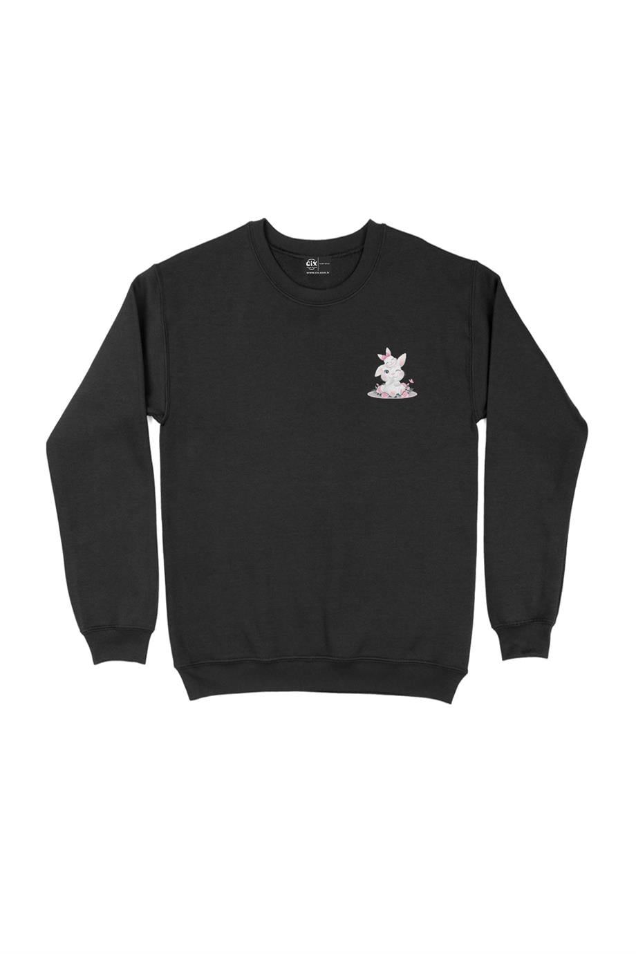 Tavçan Cep Tasarım Baskılı Sweatshirt Tavçan Cep Tasarım Baskılı Sweatshirt - Ücretsiz Kargo