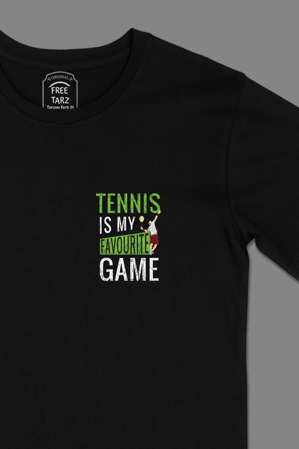 Tennis Cep Tasarımlı Siyah Tişört Tennis Cep Tasarımlı Siyah Tişört - Ücretsiz Kargo