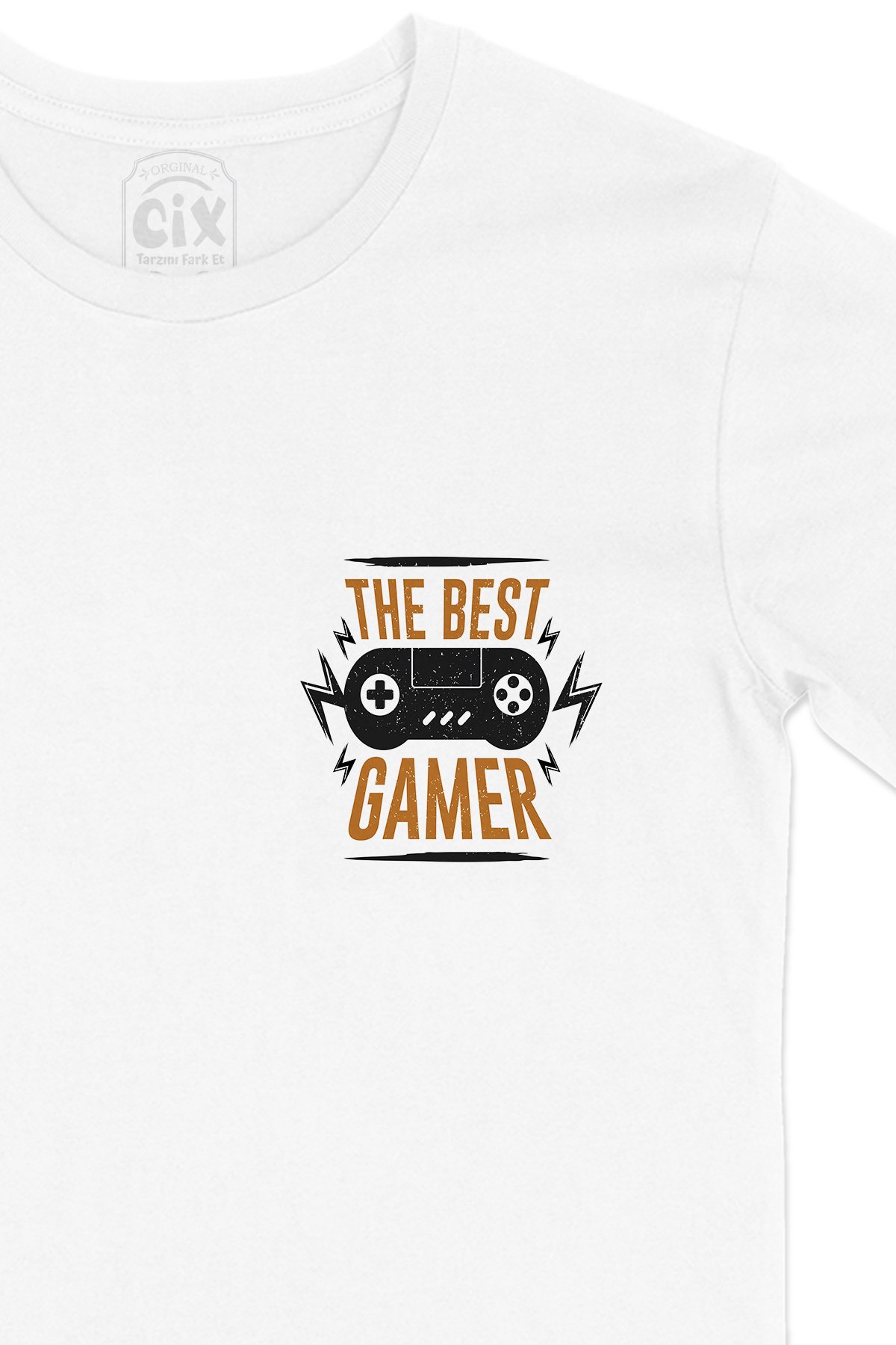 The Best Gamer Cep Logo Tasarımlı Beyaz Tişört