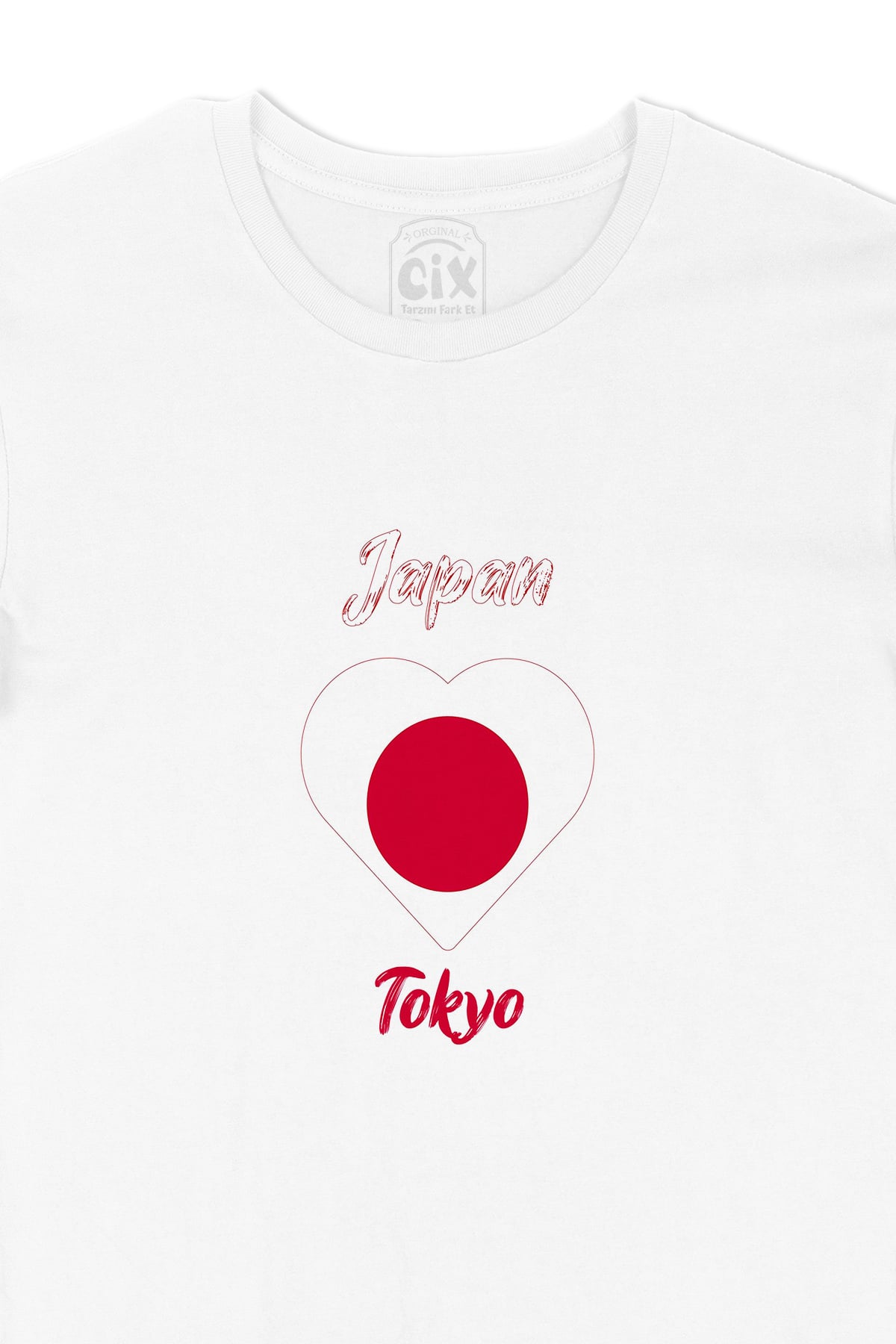 Tokyo Japonya Bayraklı Kalpli Tişört