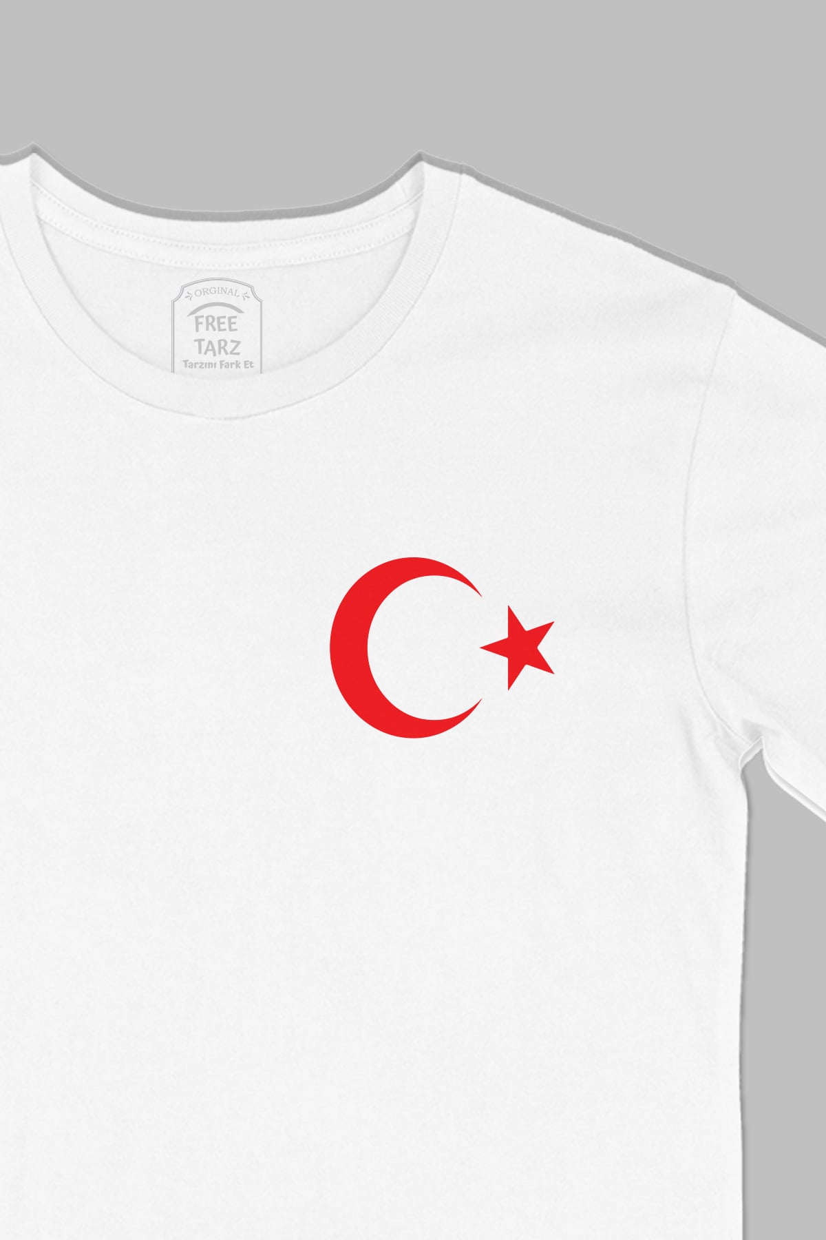 Türk Bayrağı Ay Yıldız Baskılı Cep Tasarım Beyaz Tişört Türk Bayrağı Ay Yıldız Baskılı Cep Tasarım Beyaz Tişört - Ücretsiz Kargo
