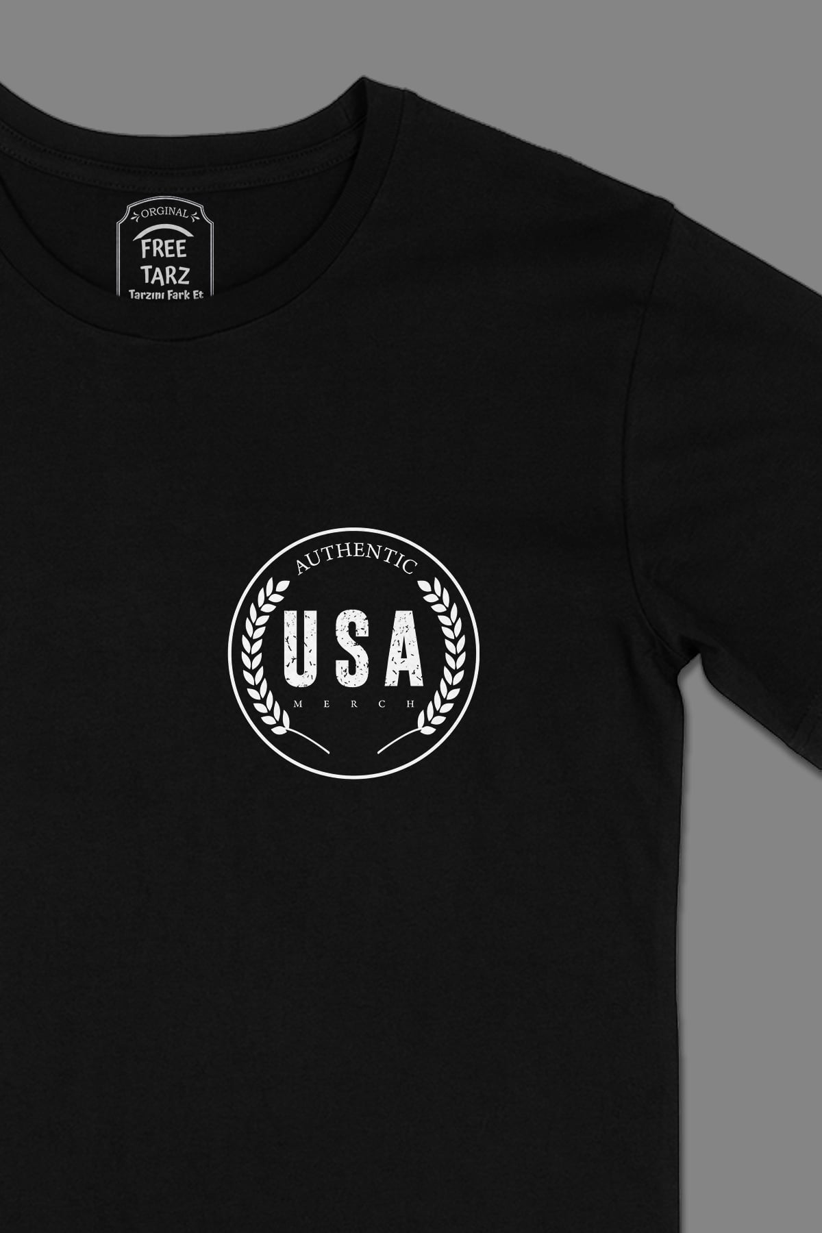 USA Authentic Cep Tasarımlı Siyah Tişört USA Authentic Cep Tasarımlı Siyah Tişört - Ücretsiz Kargo