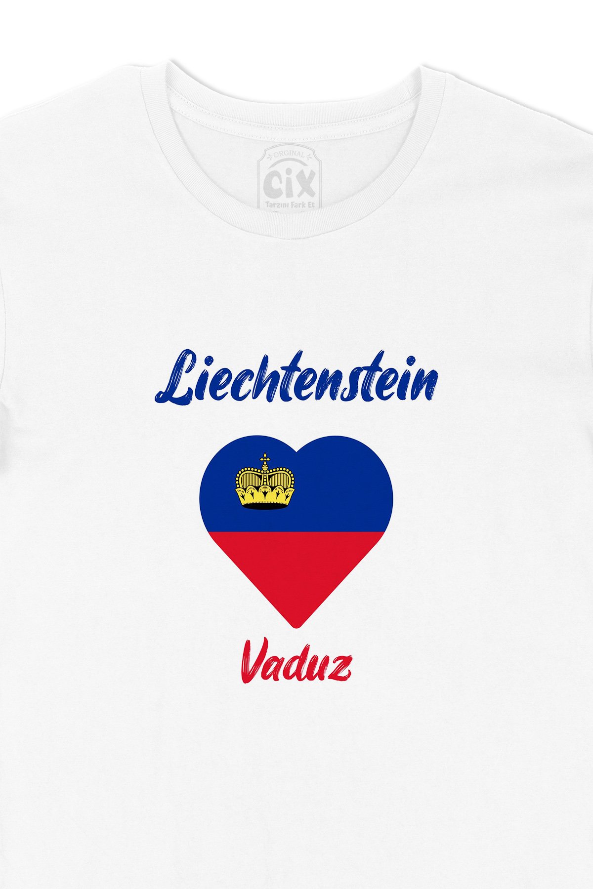 Vaduz Lihteştayn Bayraklı Kalpli Tişört