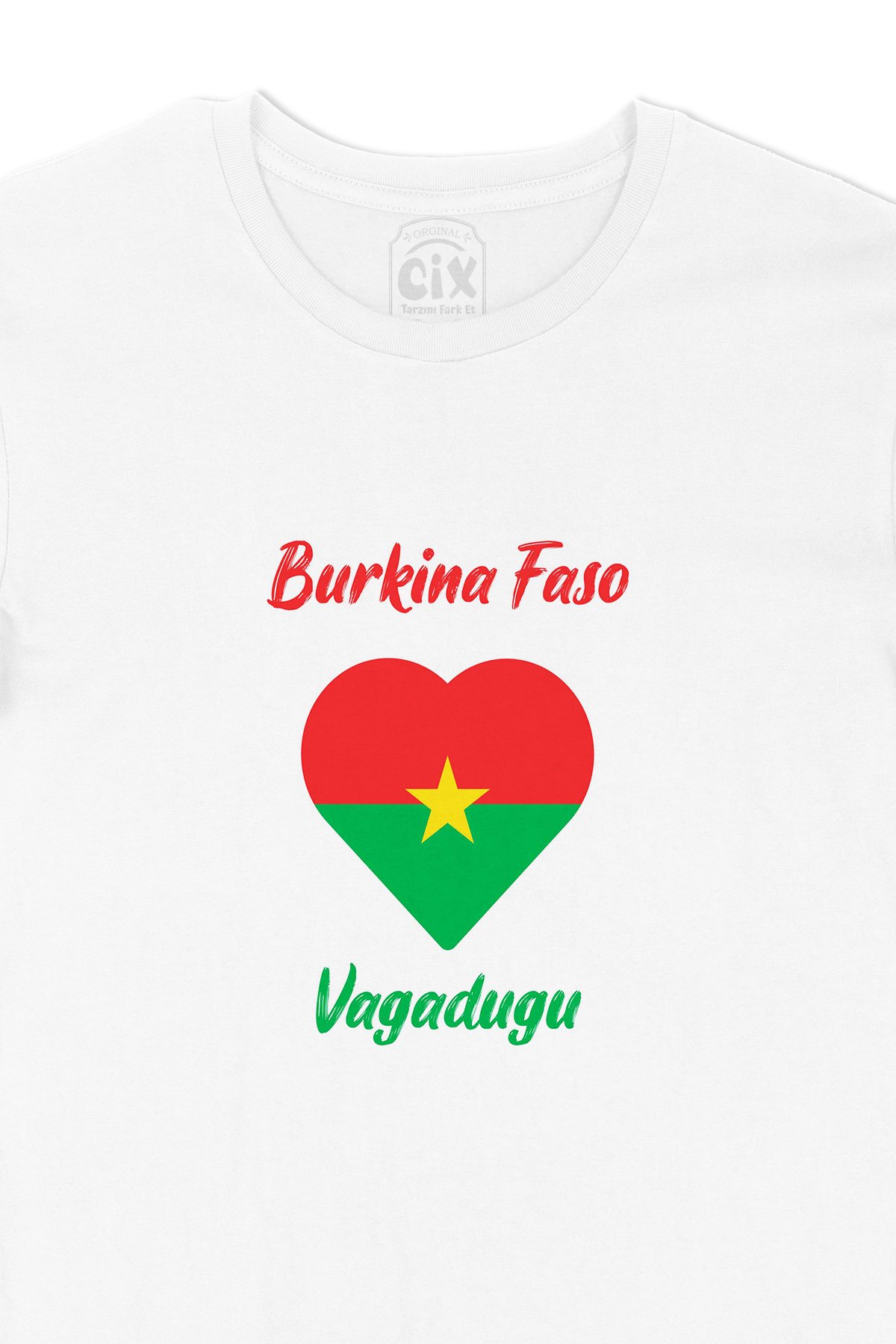 Vagadugu Burkina Faso Bayraklı Kalpli Tişört