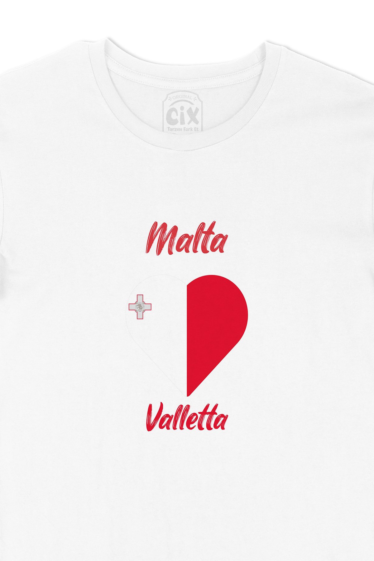 Valletta Malta Bayraklı Kalpli Tişört