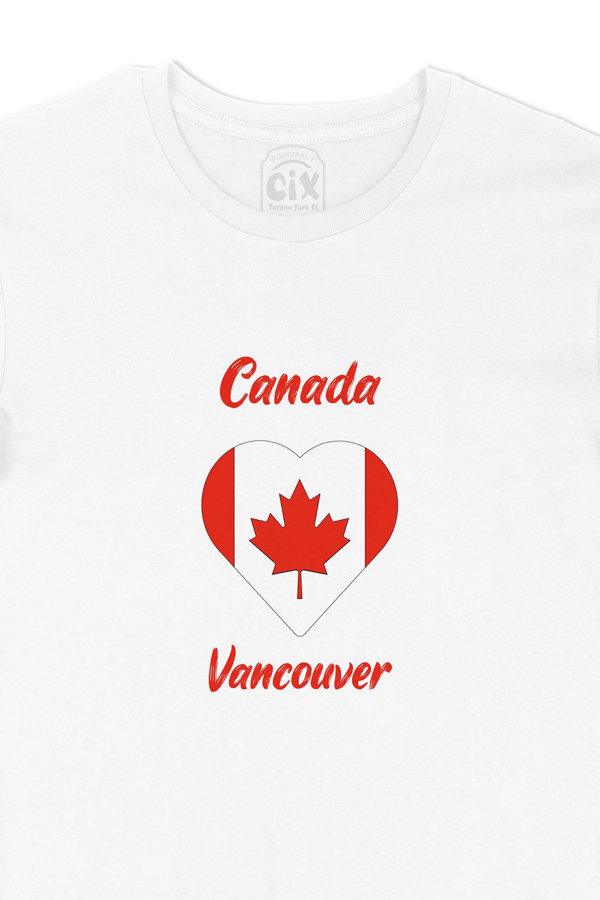 Vancouver Canada Bayraklı Kalpli Tişört