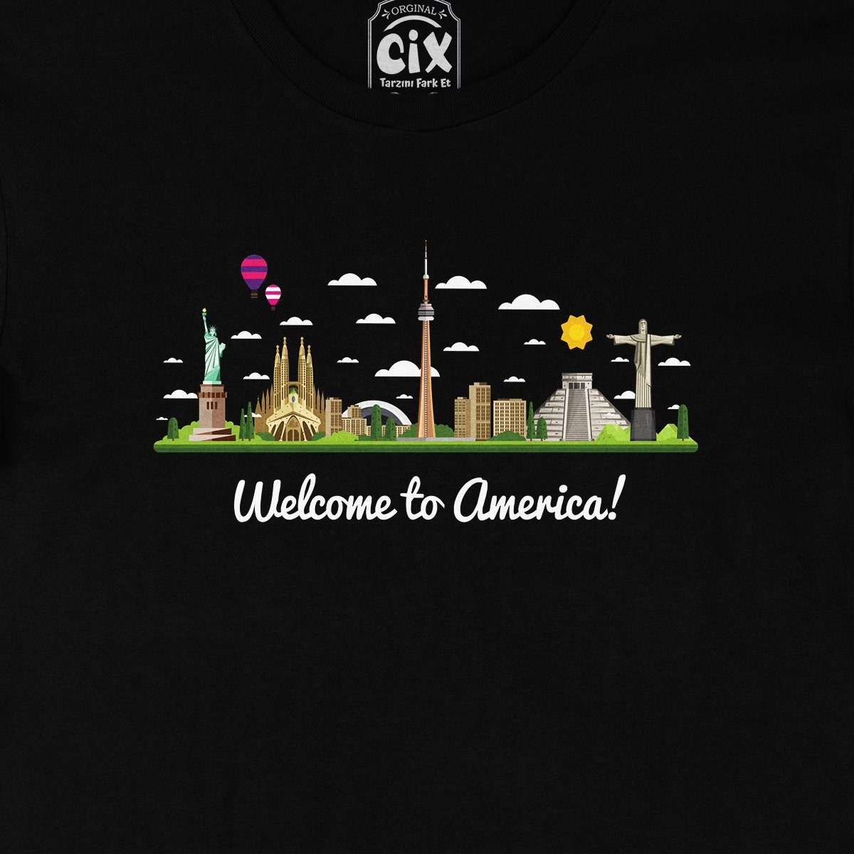 Welcome To America Siyah Tişört