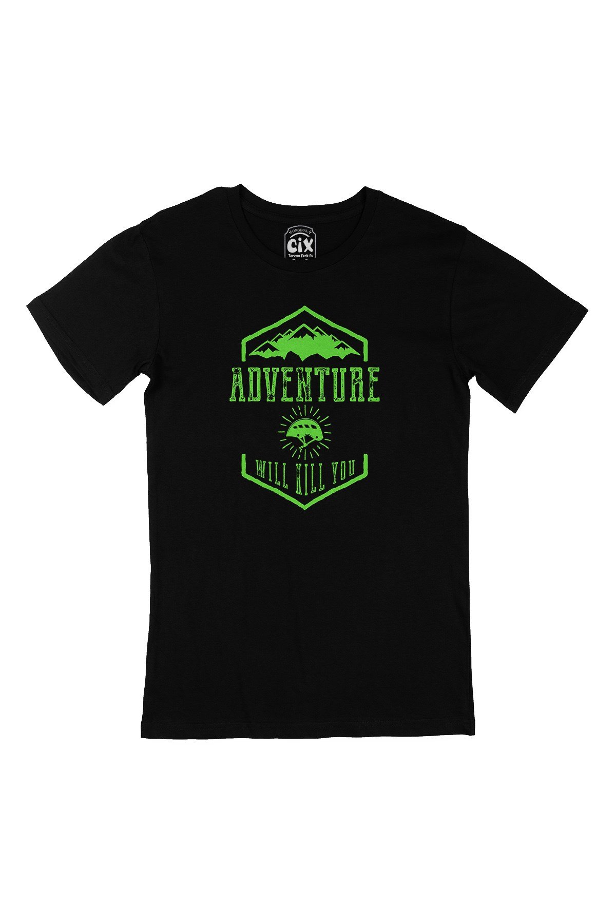 Yeşil Adventure Will Kill You Siyah Tişört