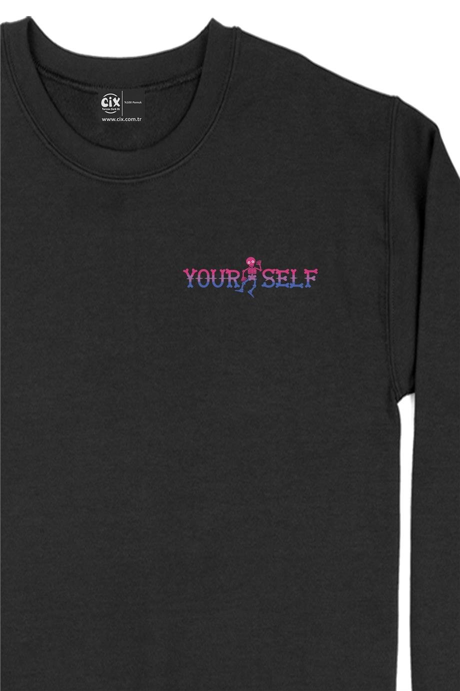 Yourself İskeletli Cep Tasarım Baskılı Sweatshirt Yourself İskeletli Cep Tasarım Baskılı Sweatshirt - Ücretsiz Kargo