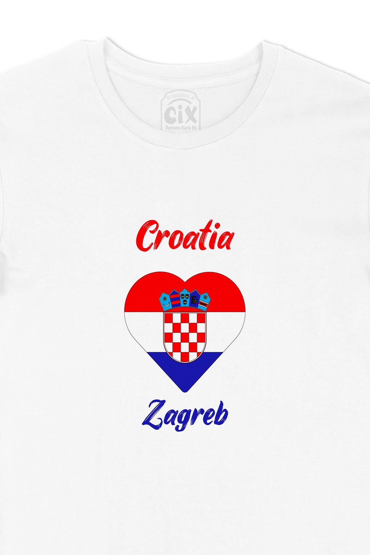 Zagreb Hırvatistan Bayraklı Kalpli Tişört