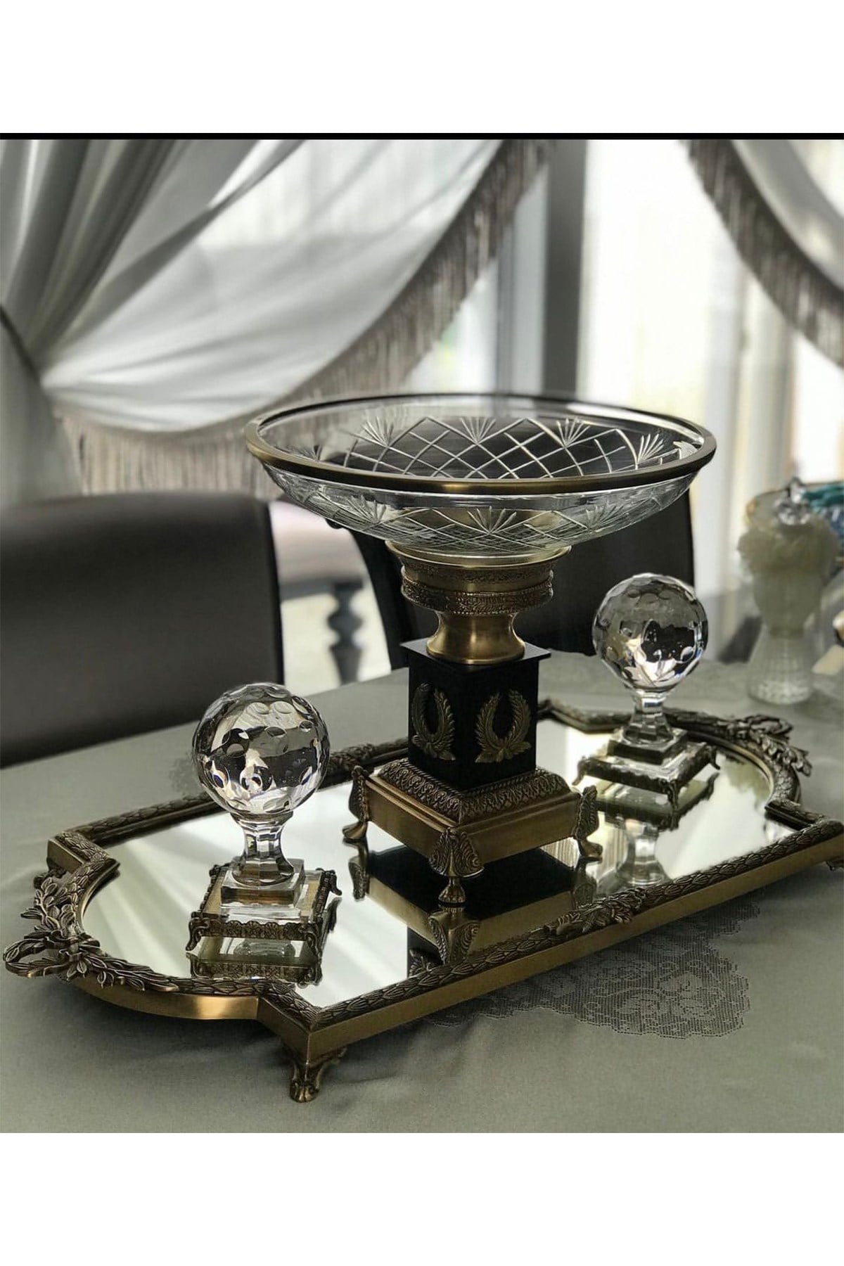 Aynalı Altın Jardinyer 76*38*5 cm