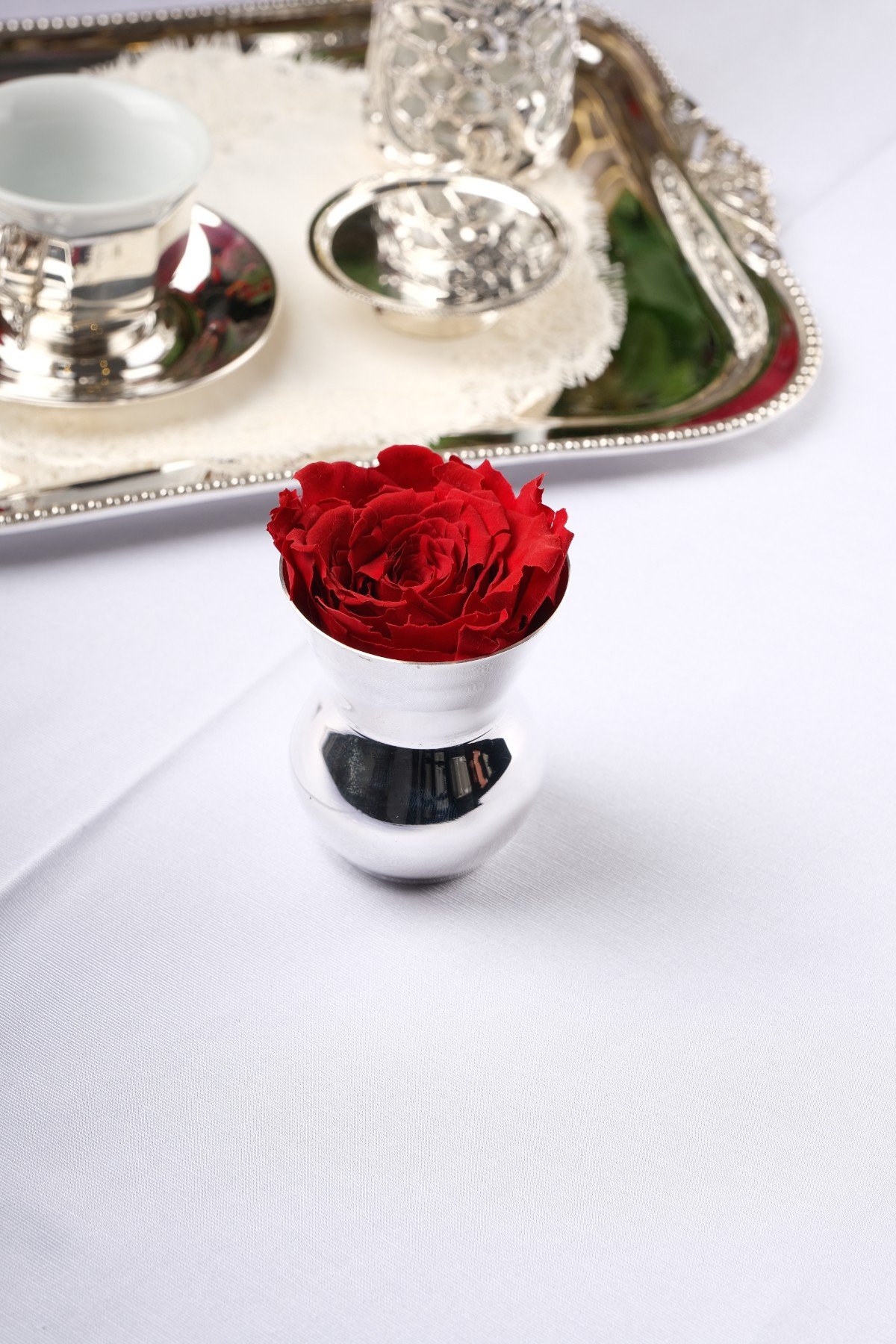 Boğumlu Gümüş Kaplama Küçük Vazo