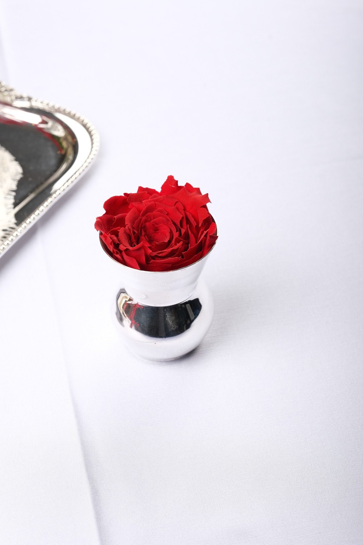 Boğumlu Gümüş Kaplama Küçük Vazo