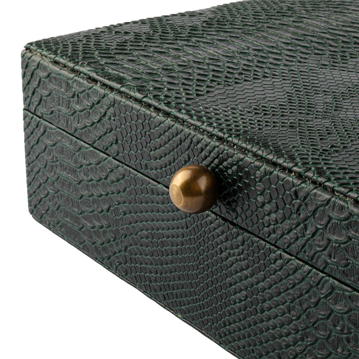 Desenli Kapaklı Deri Takı Kutusu