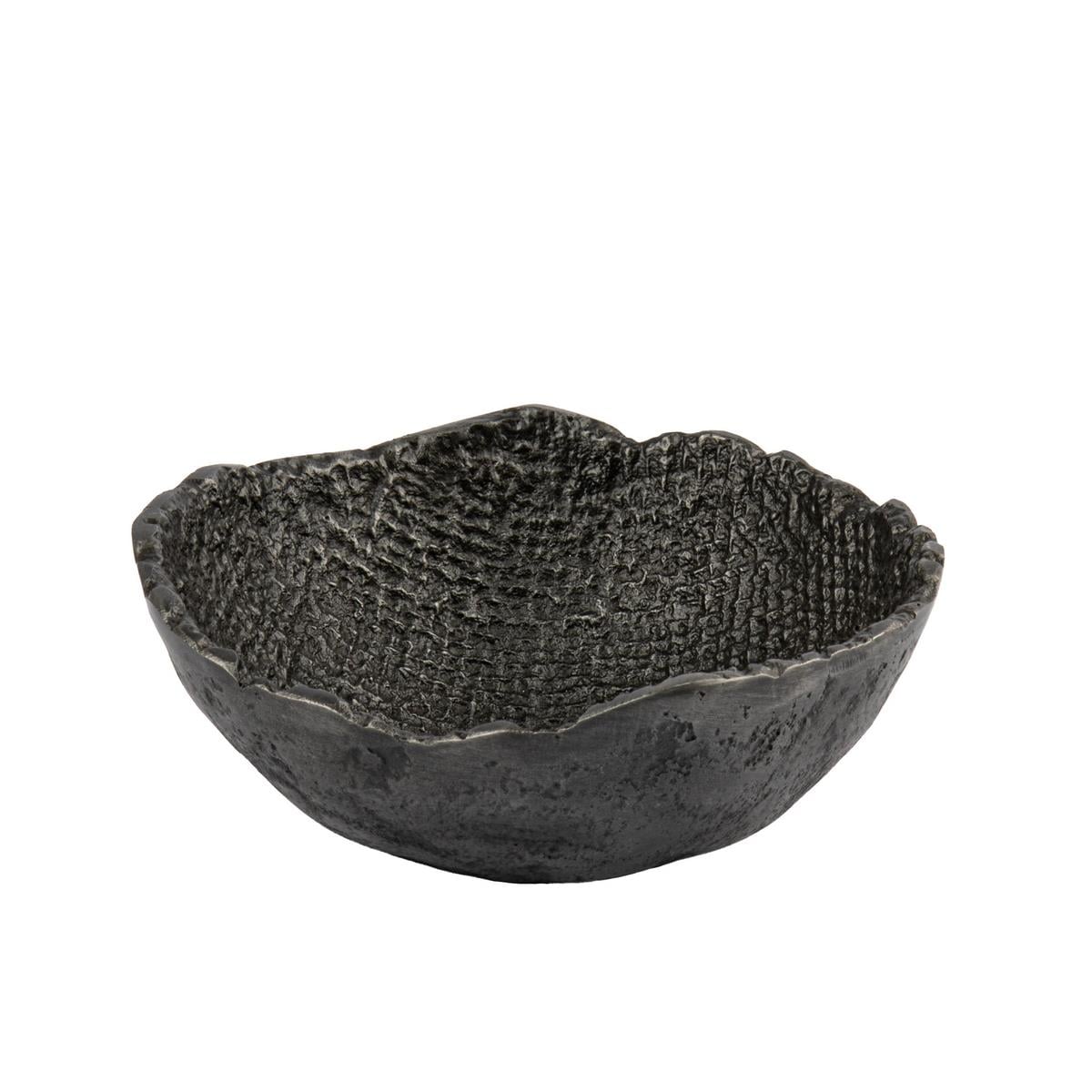 Jute Texture Eskitme Siyah Orta Boy Dekoratif Kase 16*16*6  cm