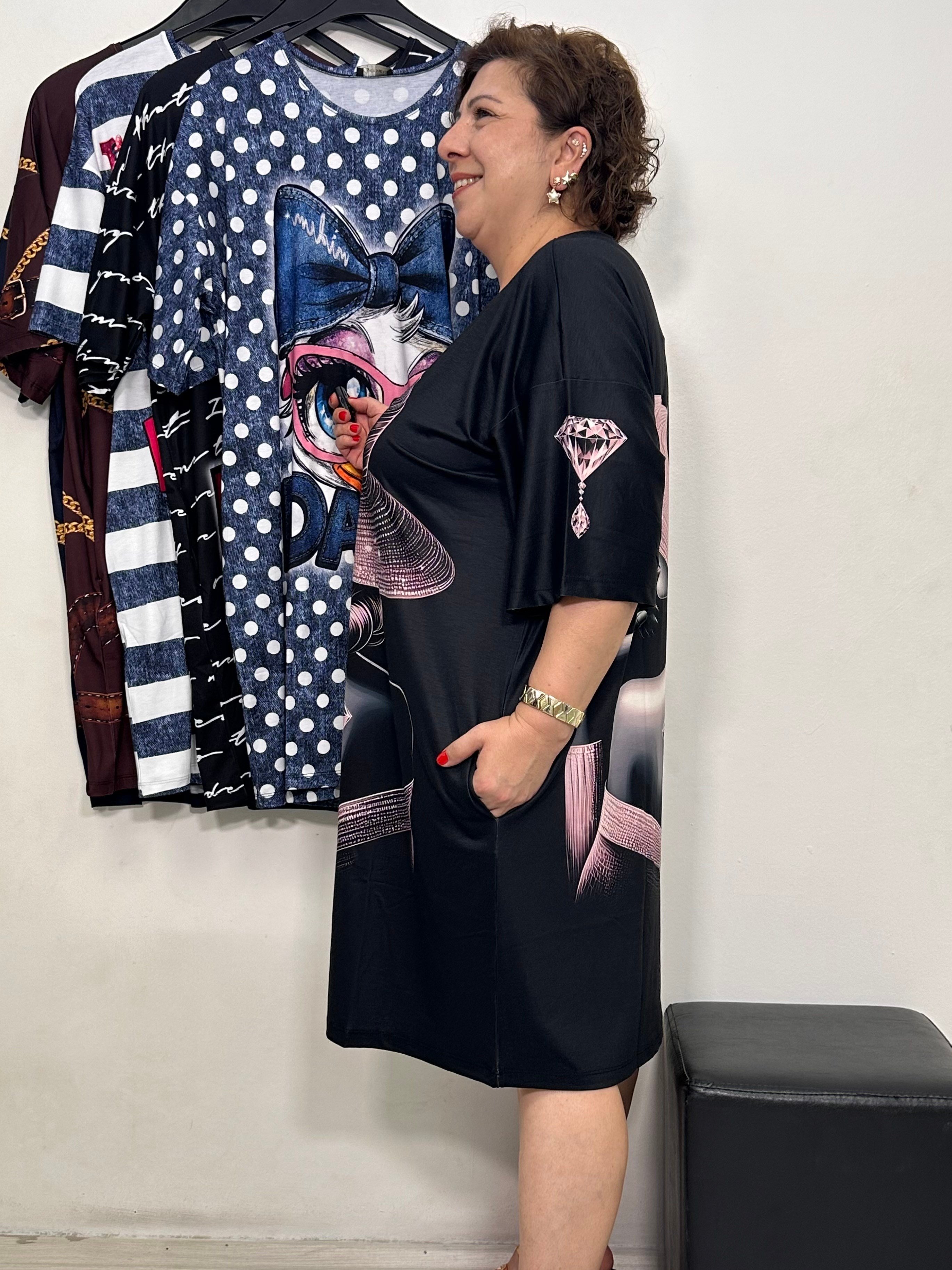 Capri Tunik & Elbise Siyah Desen