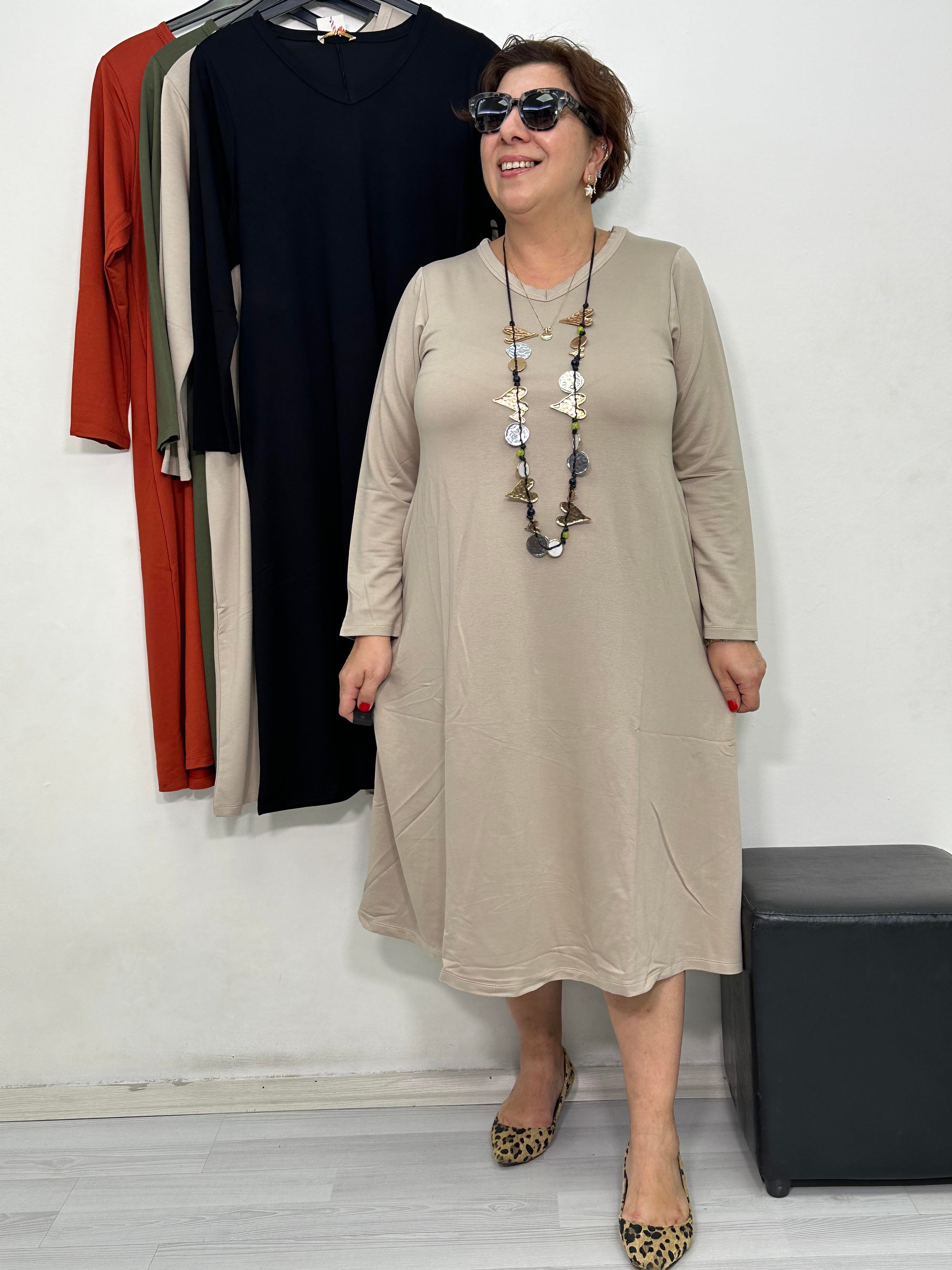 Carla V Yaka Elbise Taş