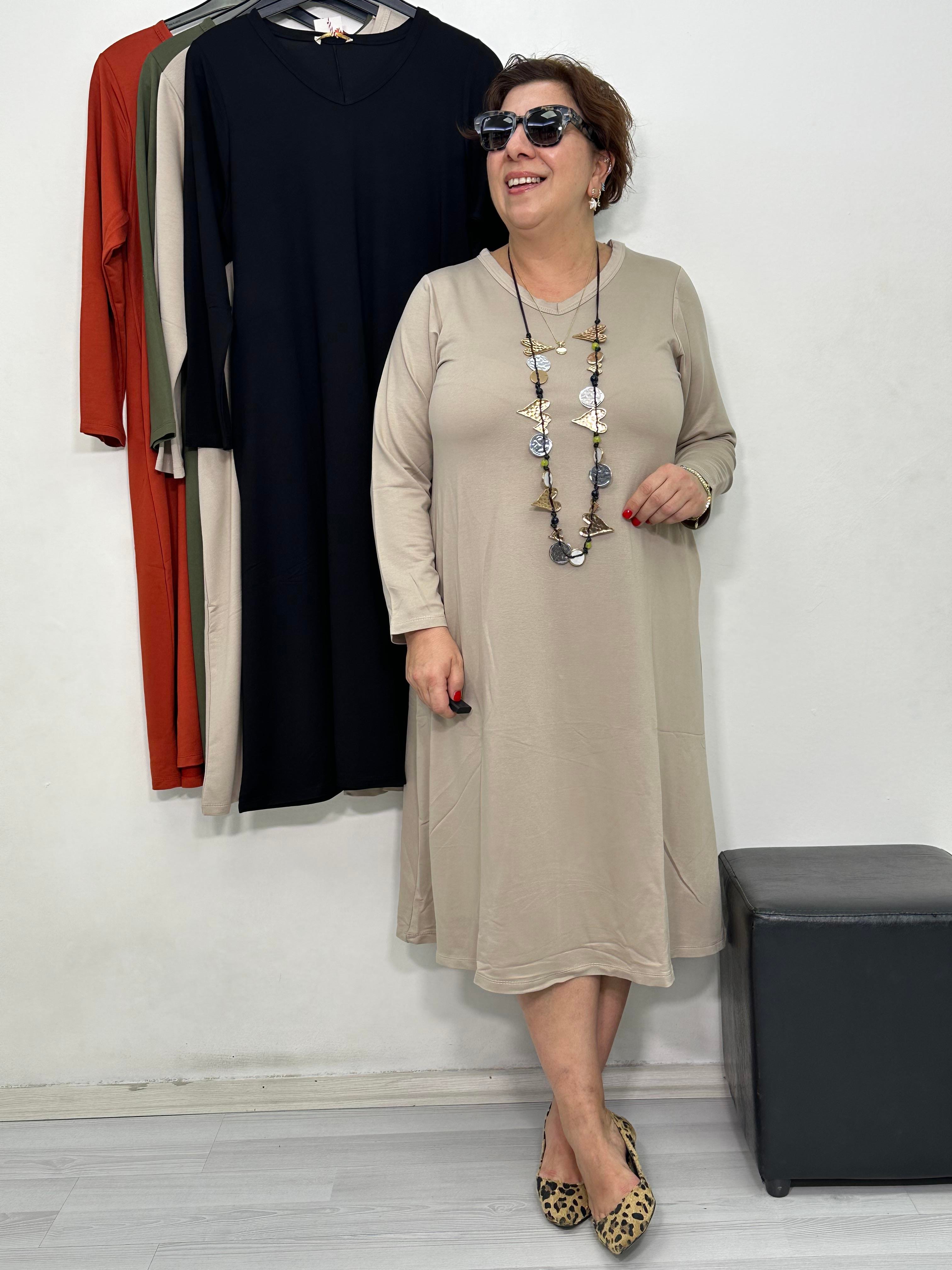 Carla V Yaka Elbise Taş