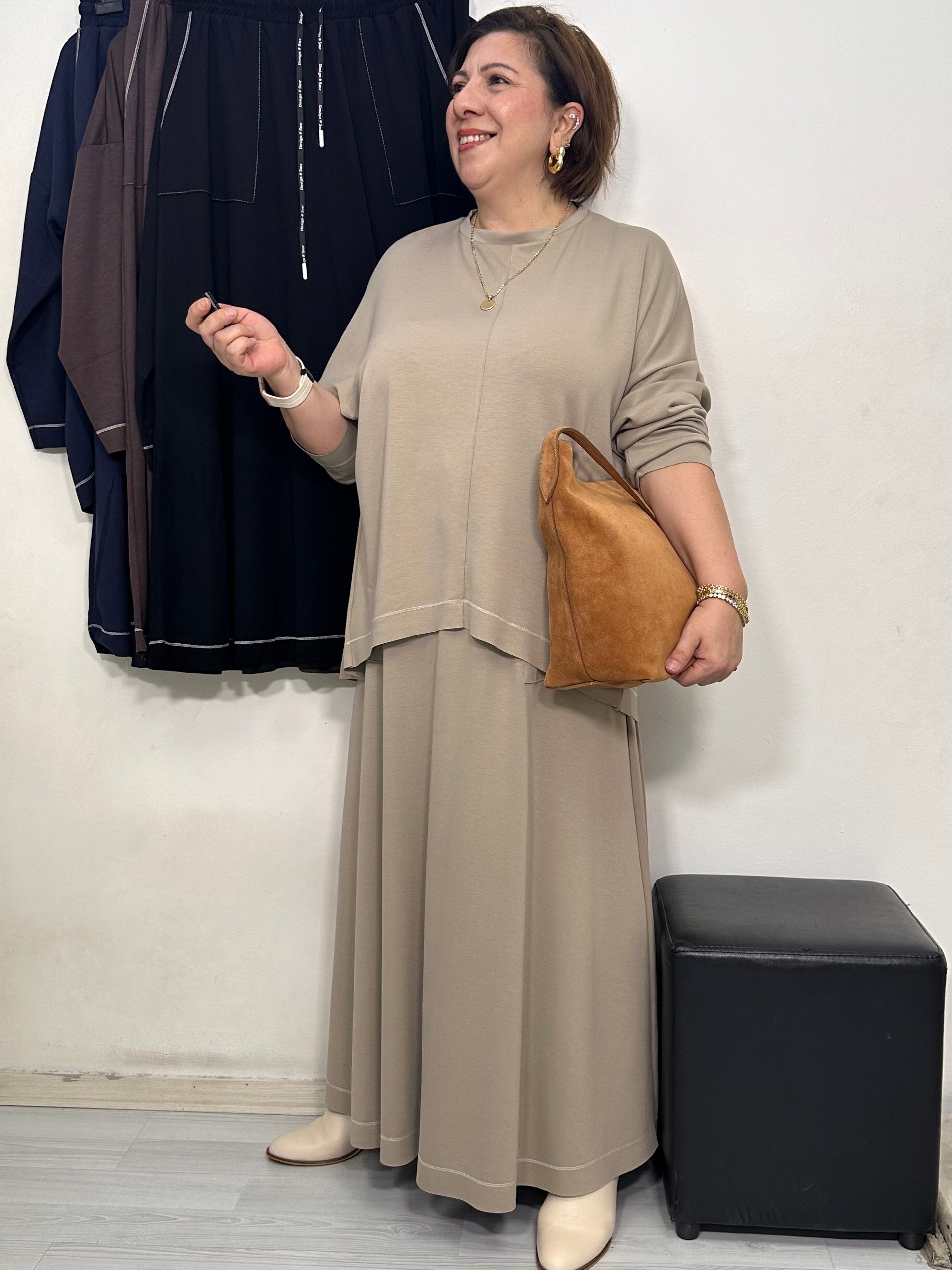 Elegance Oysho Etekli Takım Bej